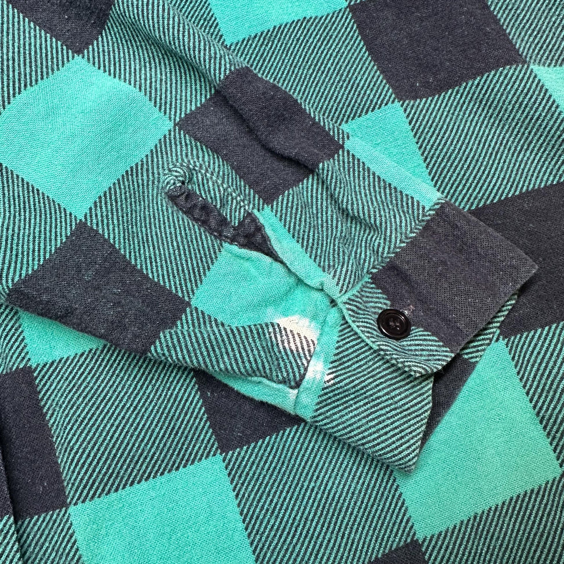 Vintage 80s Green & Black Buffalo Plaid Long Soft Flannel Shirt - Large | Grunge Clothing, Oversize Button Up Long Sleeve Collared Top