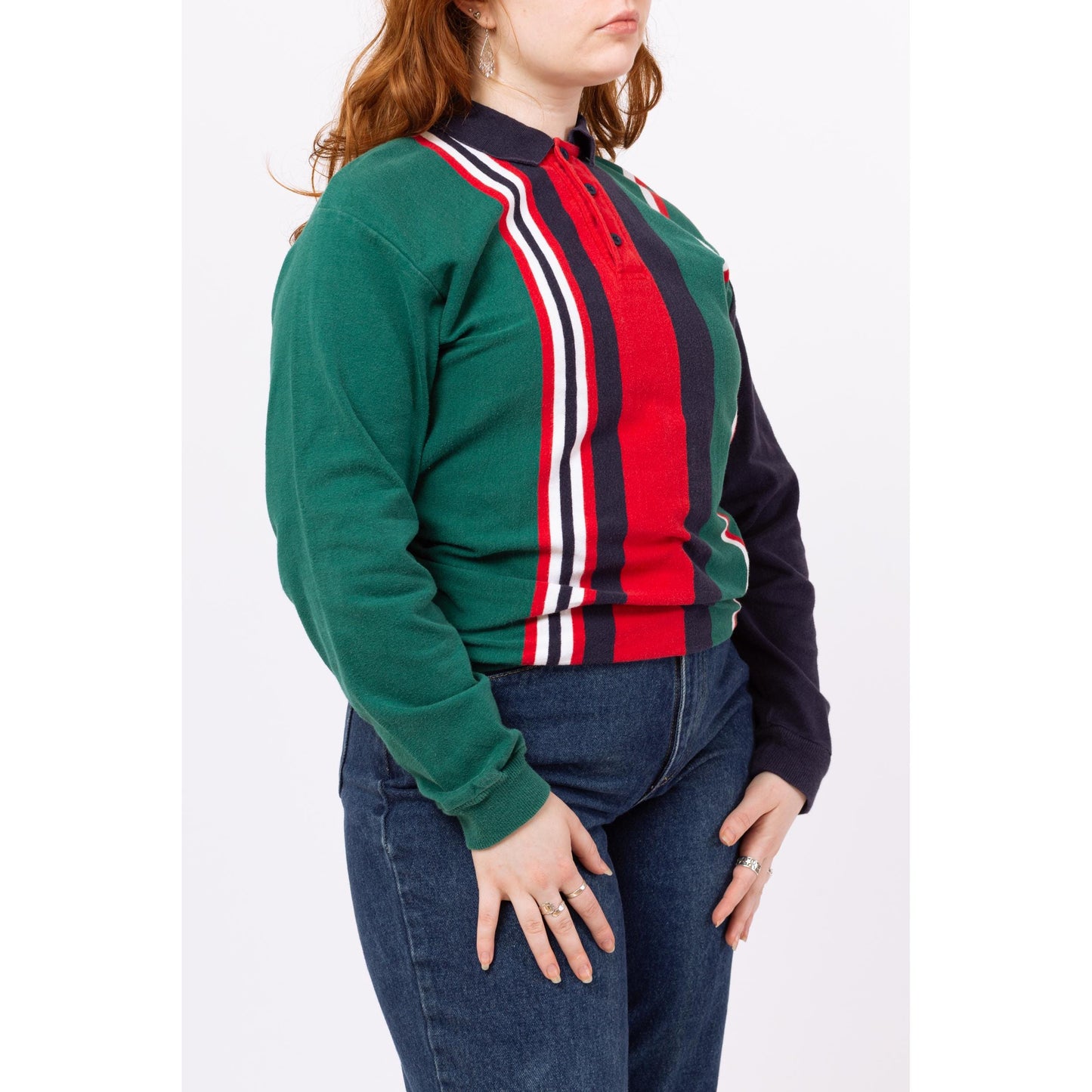 Vintage 90s L.L. Bean Striped Rugby Shirt - Large | Preppy Style, 90s Grunge Clothing, Long Sleeved Collared Top