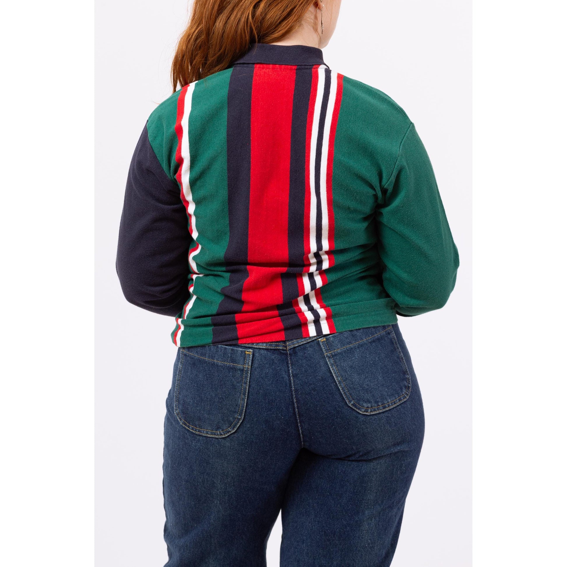 Vintage 90s L.L. Bean Striped Rugby Shirt - Large | Preppy Style, 90s Grunge Clothing, Long Sleeved Collared Top