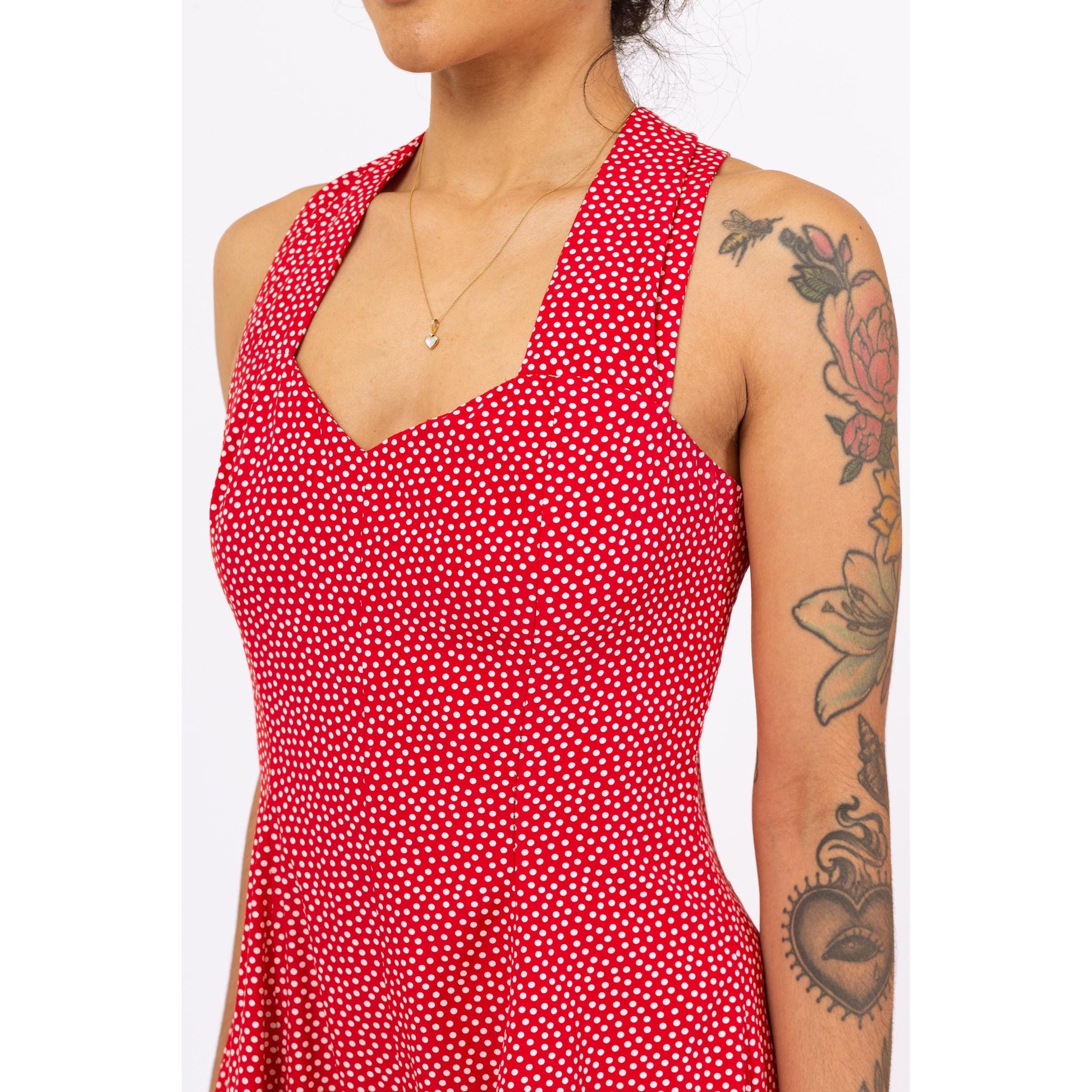 Vintage 90s Red & White Polka Dot Romper - Small | Sleeveless Summer Outfit, Retro Mini Playsuit