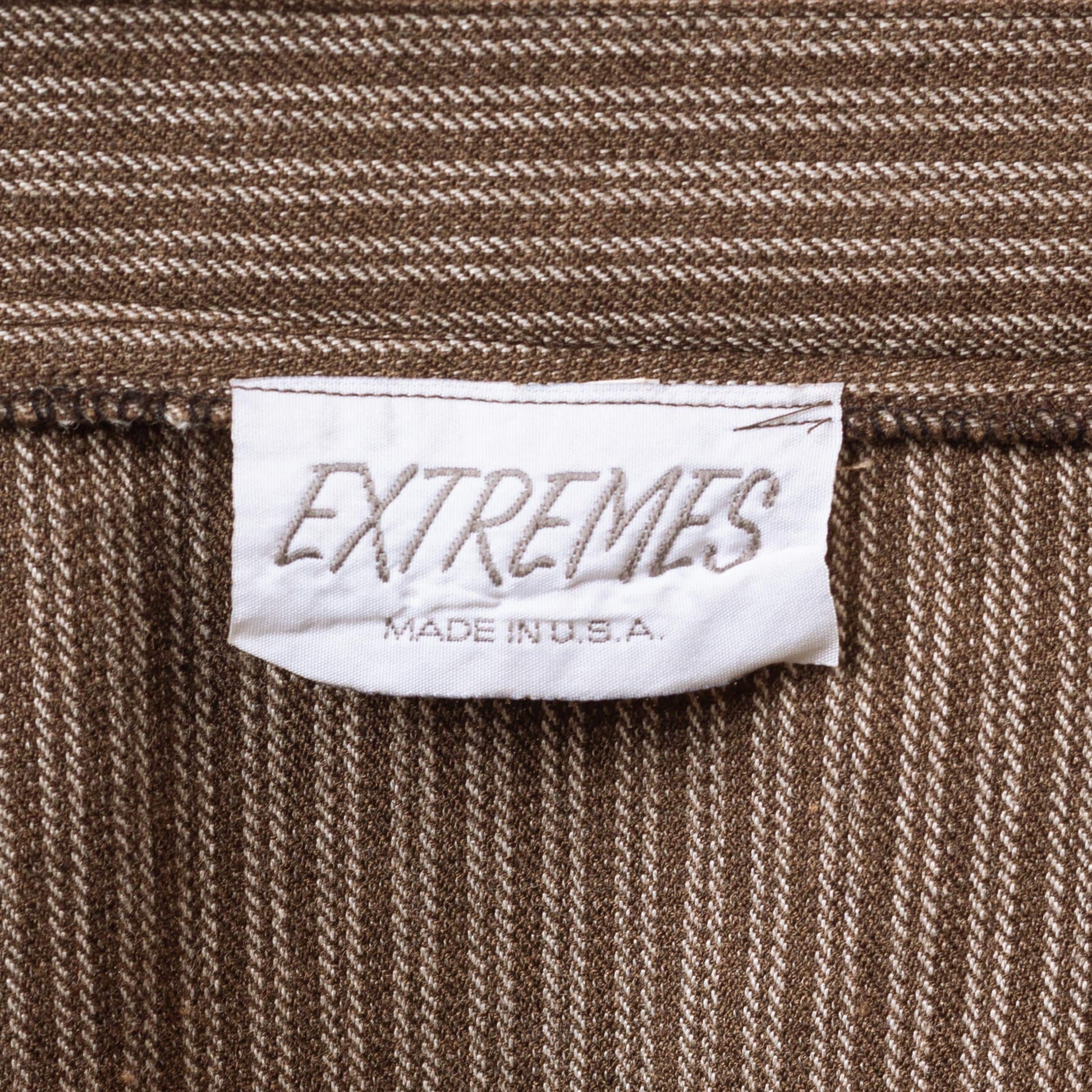 Vintage 70s Brown Pinstriped Maxi Pencil Skirt - Small, 26" Waist | High Waisted Long Straight Skirt, Minimalist Button Front Skirt