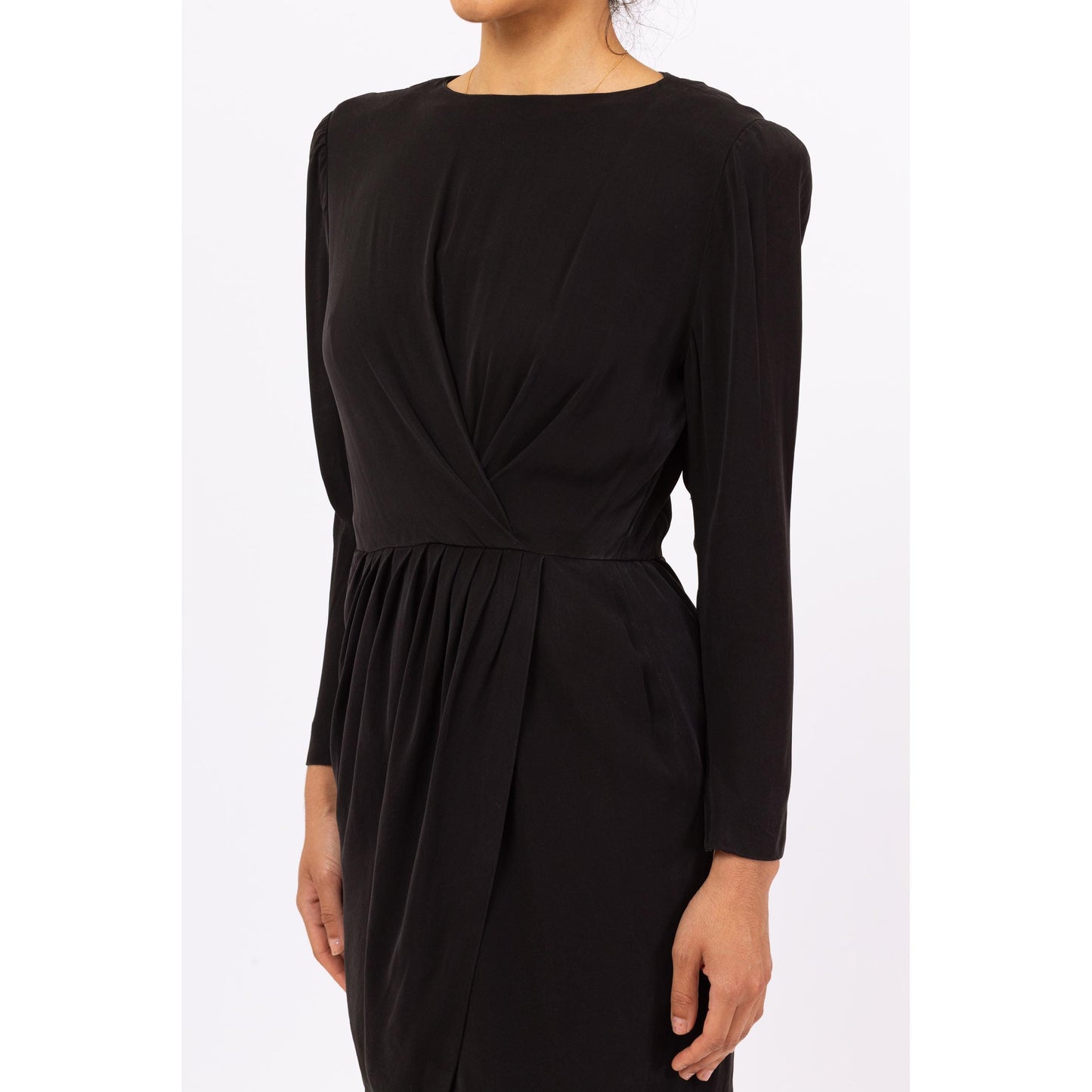Vintage 60s Carven French Couture Little Black Dress - Medium | 1960s Paris France Long Sleeve Mini Wrap Dress, Cocktail Dress