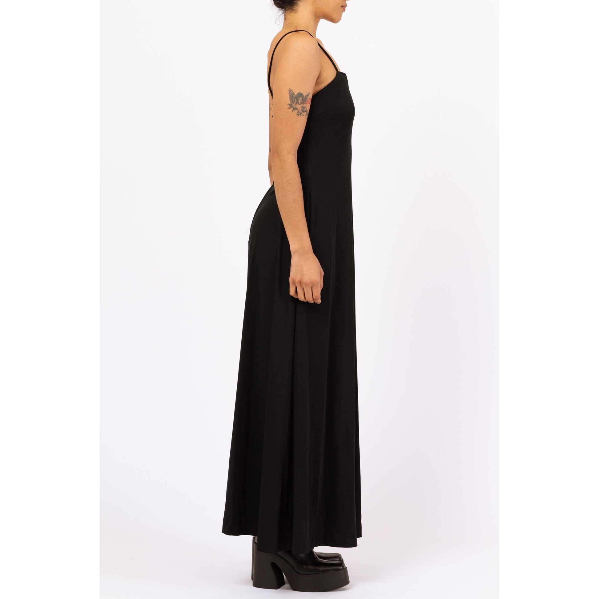 Vintage 70s Black Spaghetti Strap A Line Maxi Dress - Medium Vintage 70s Black Spaghetti Strap A Line Maxi Dress - Medium