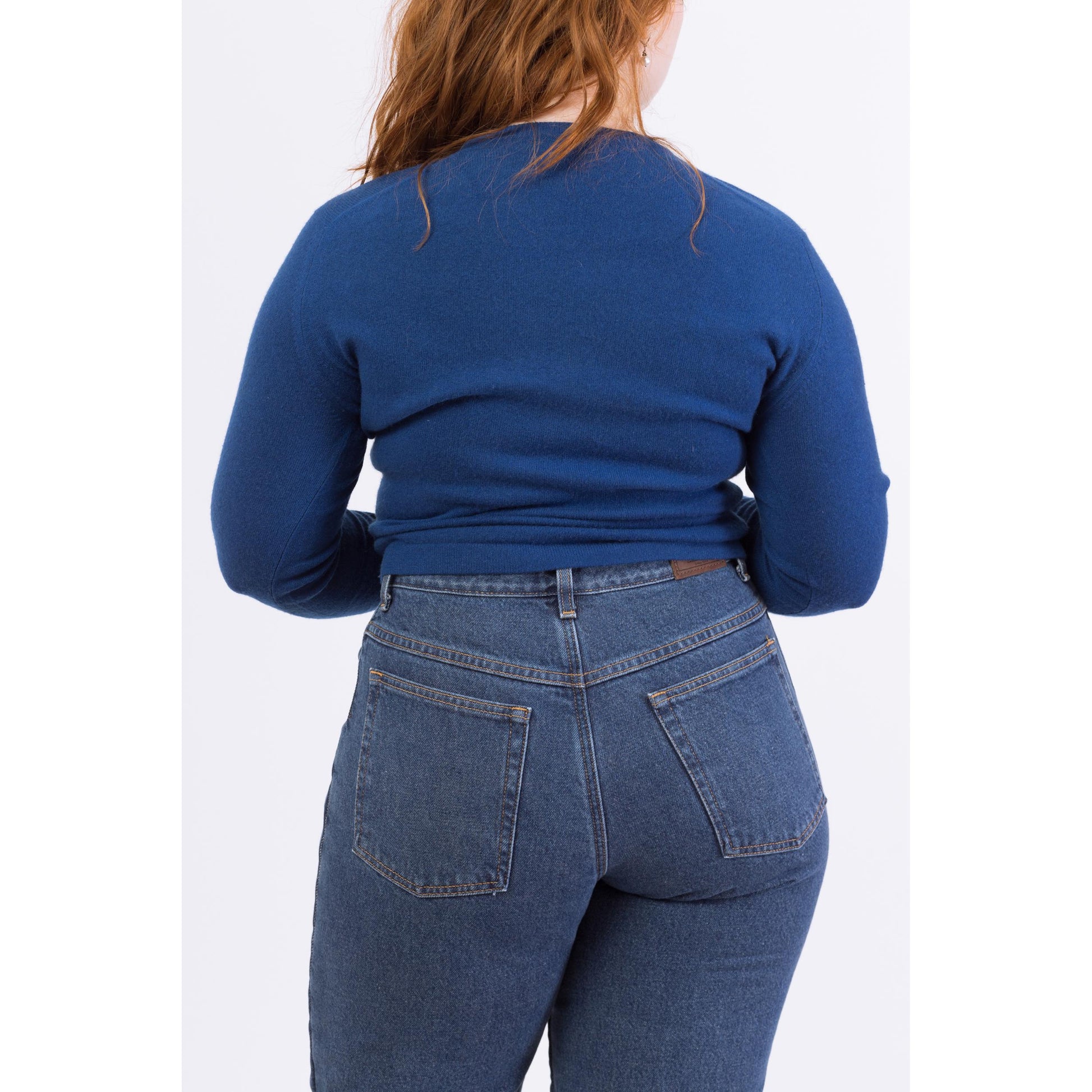 Vintage 1950s Abercrombie & Fitch Royal Blue Cashmere Sweater - Medium | 50s Pringle Of Scotland Retro Soft Wool Cropped Knit Top