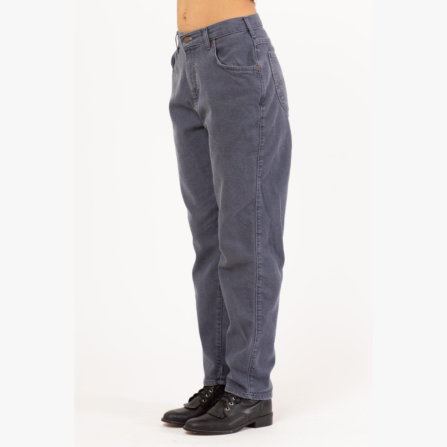 Vintage 90s Lee Soft Slate Blue High Waisted Jeans - Petite Medium, 27.5” Waist | Denim Tapered Leg Mom Jeans