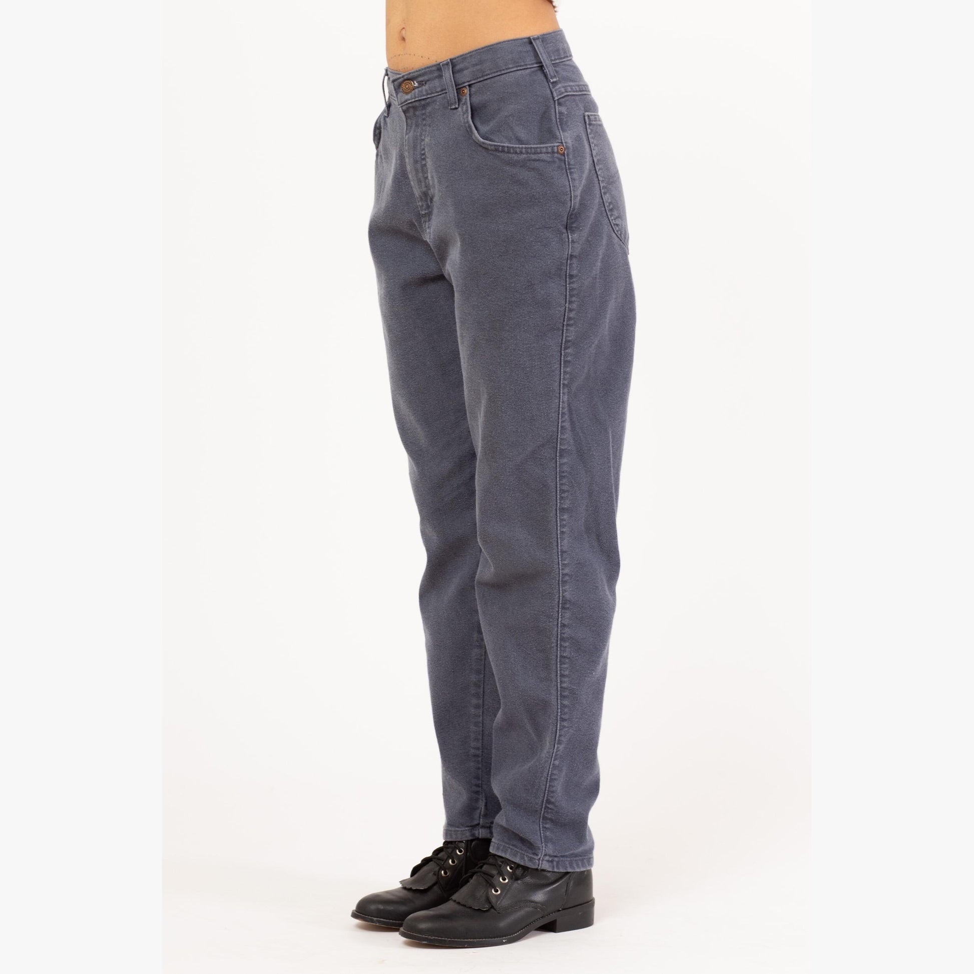 Vintage 90s Lee Soft Slate Blue High Waisted Jeans - Petite Medium, 27.5” Waist | Denim Tapered Leg Mom Jeans
