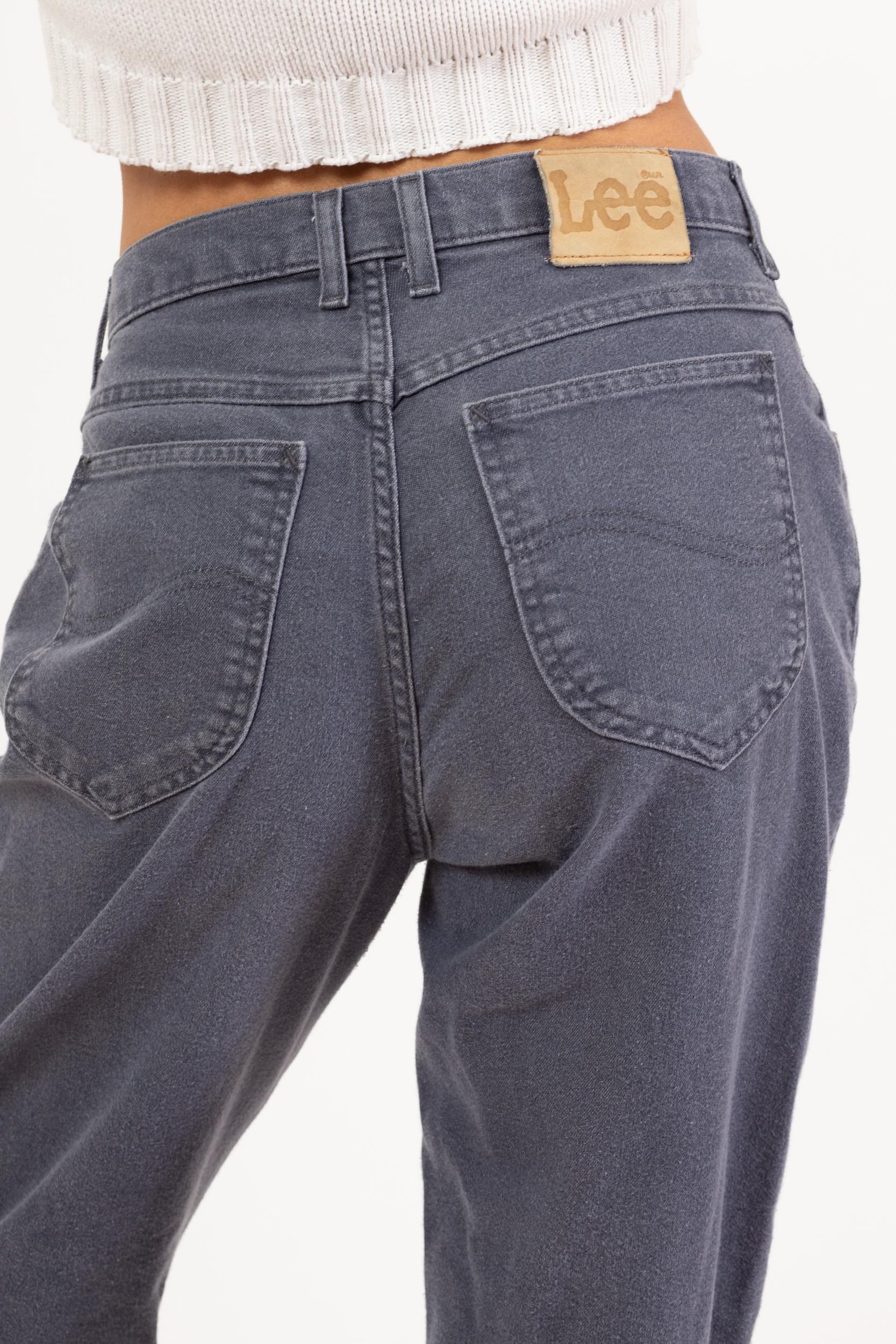 Vintage 90s Lee Soft Slate Blue High Waisted Jeans - Petite Medium, 27.5” Waist | Denim Tapered Leg Mom Jeans
