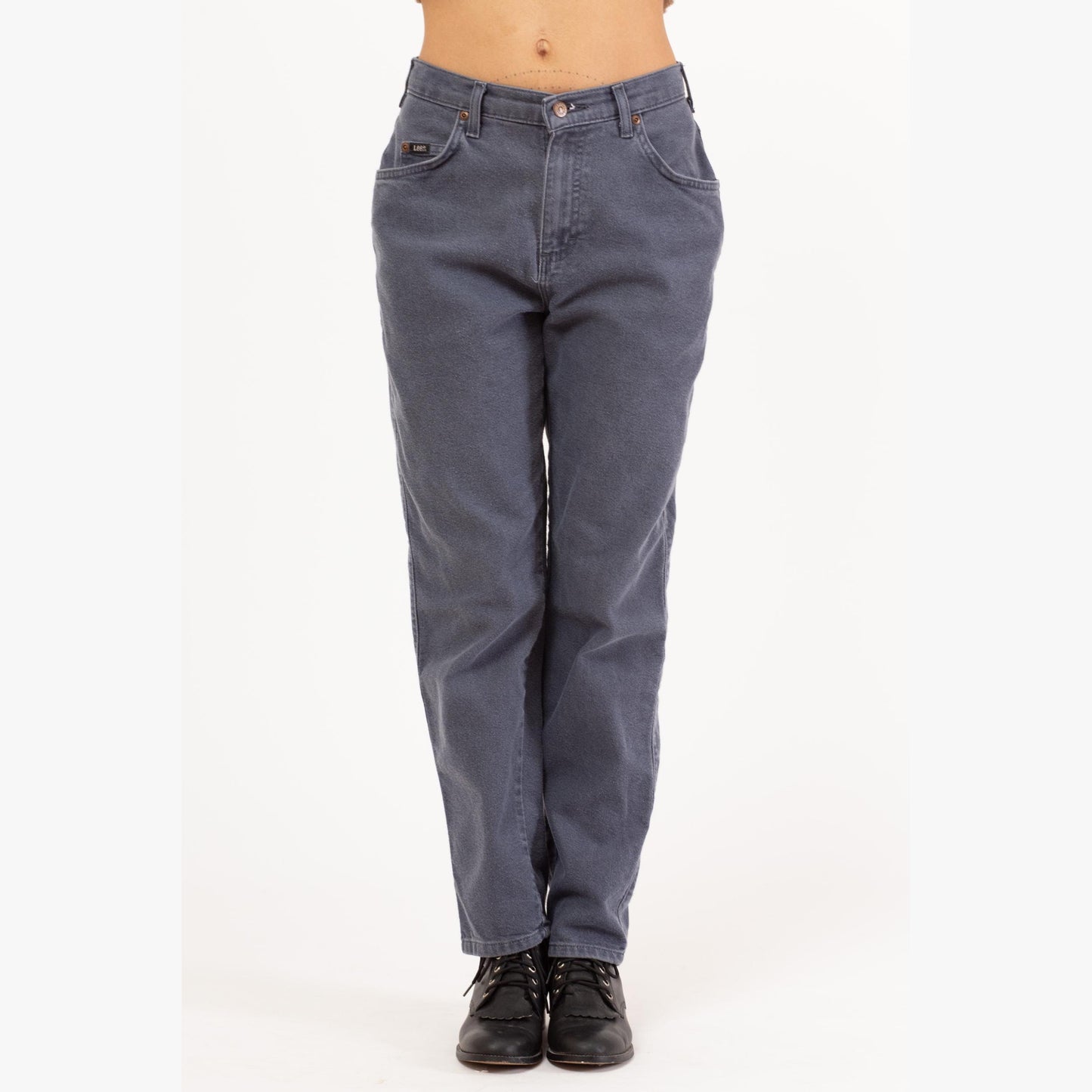 Vintage 90s Lee Soft Slate Blue High Waisted Jeans - Petite Medium, 27.5” Waist | Denim Tapered Leg Mom Jeans