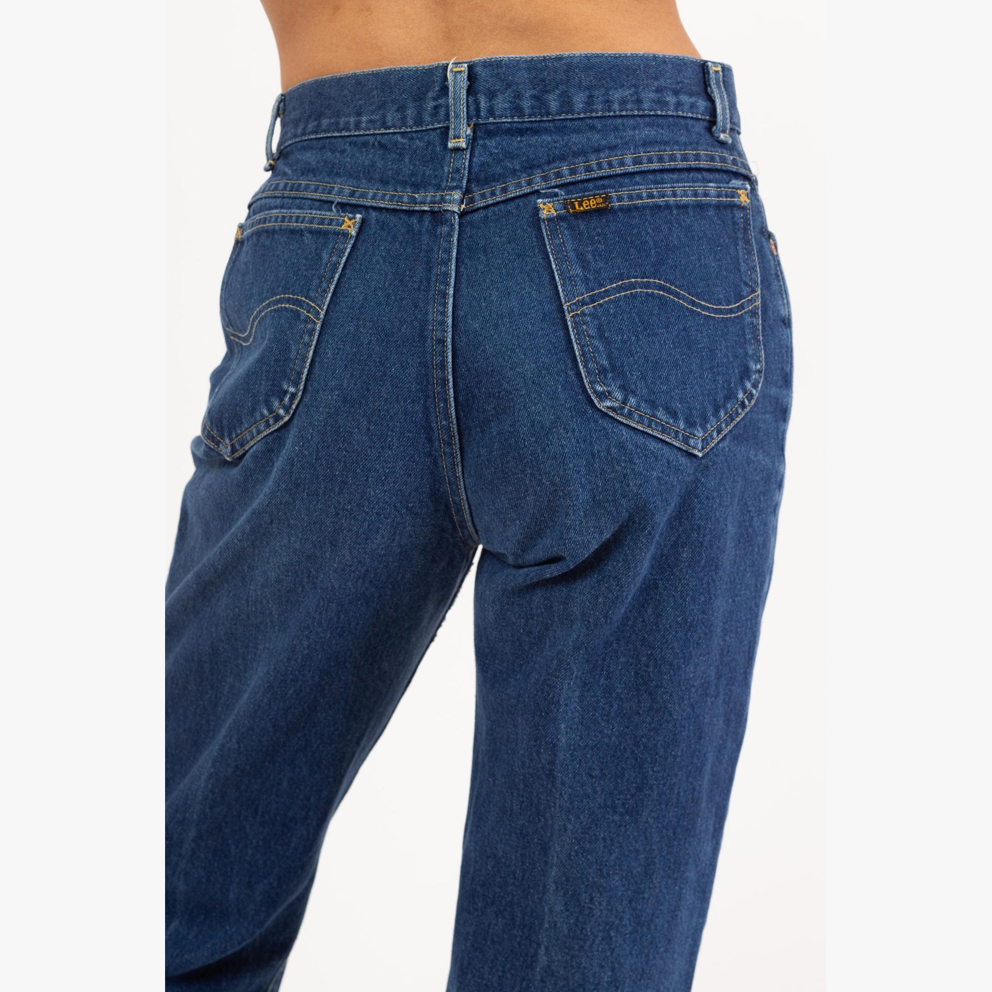 Vintage 80s Lee Riders High Waisted Jeans - Medium, 29" Waist | Dark Wash Tapered Leg Mom Jeans