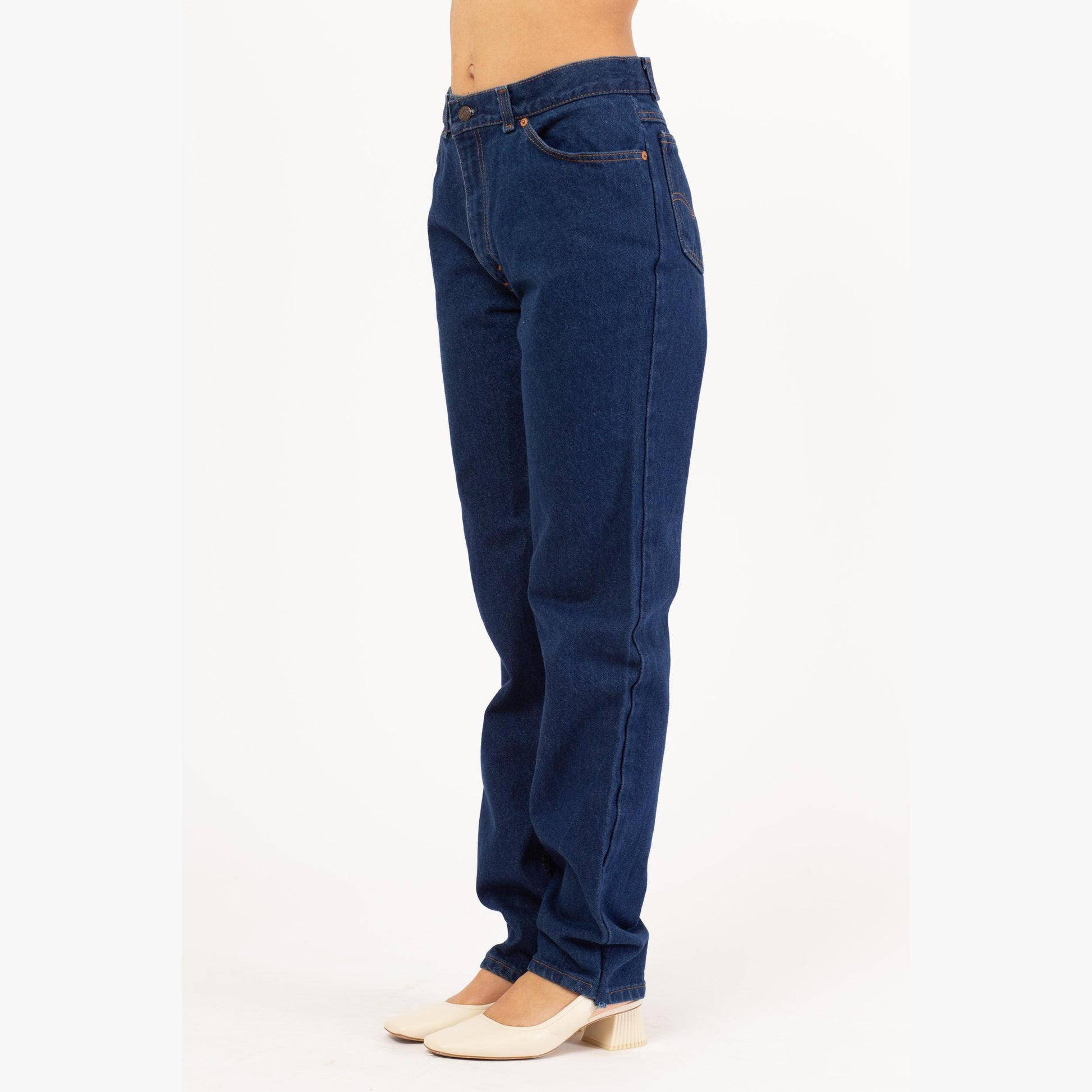Vintage 80s Levi's Orange Tab High Waisted Jeans - Medium, 29” Waist | Dark Wash Tapered Leg Denim Long Inseam Mom Jeans