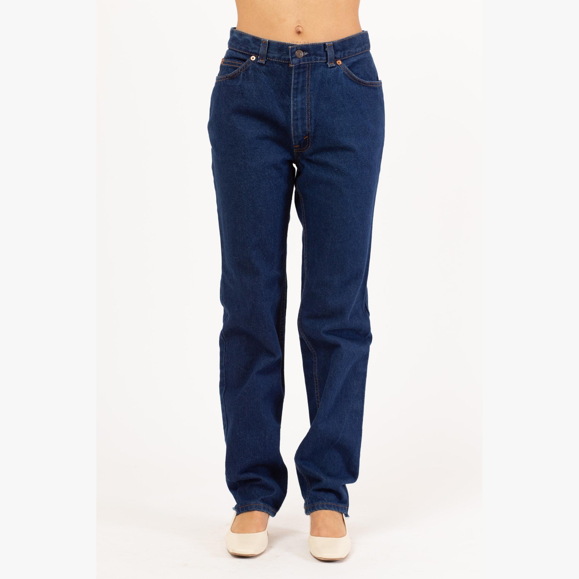 Vintage 80s Levi's Orange Tab High Waisted Jeans - Medium, 29” Waist | Dark Wash Tapered Leg Denim Long Inseam Mom Jeans