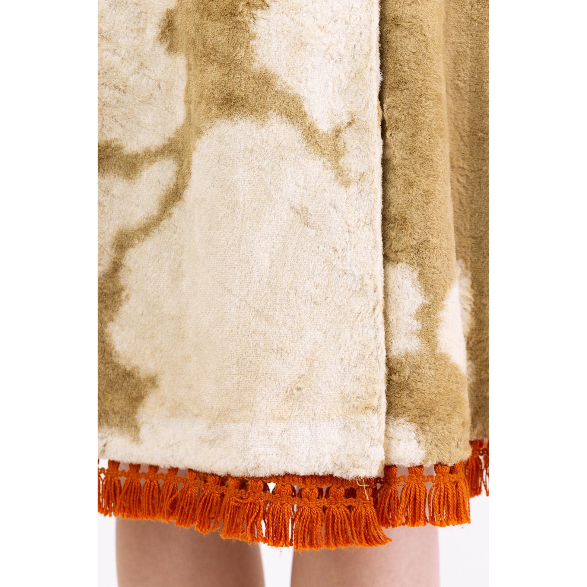 Vintage 70s Western Cow Print Faux Fur Wrap Skirt - Small, 26.5" Waist | Plush Velvet Boho Knee Length Midi Skirt, Retro Cowgirl Outfit