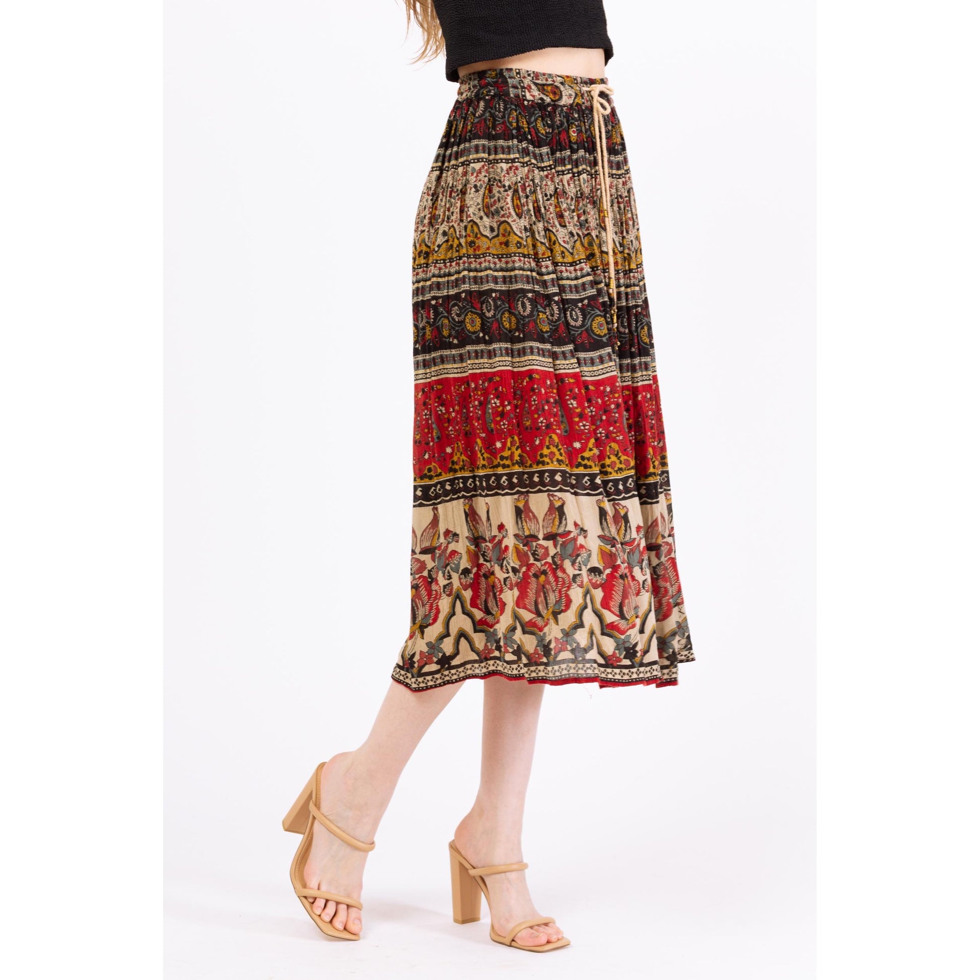 Vintage 90s Boho Midi Broomstick Skirt – XS to Small | Flowy Grunge Skirt, Y2K Fairycore, Cottagecore Witchy Hippie Festival Outfit