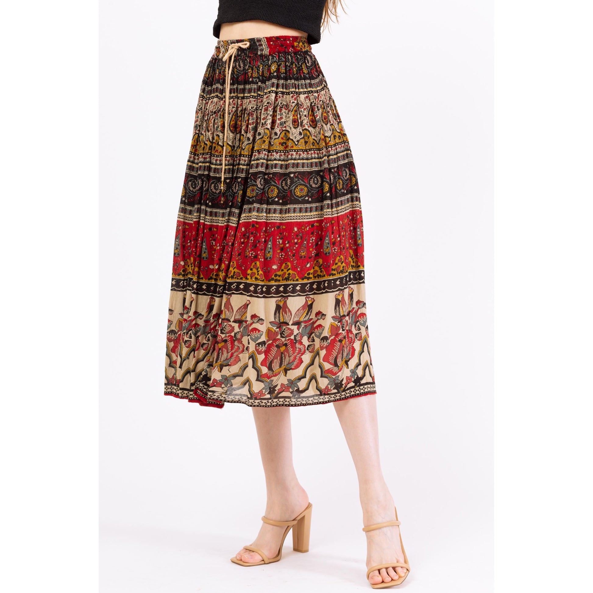 Vintage 90s Boho Midi Broomstick Skirt – XS to Small | Flowy Grunge Skirt, Y2K Fairycore, Cottagecore Witchy Hippie Festival Outfit