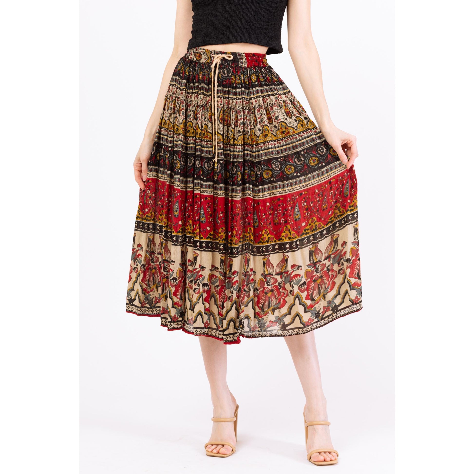 Vintage 90s Boho Midi Broomstick Skirt – XS to Small | Flowy Grunge Skirt, Y2K Fairycore, Cottagecore Witchy Hippie Festival Outfit
