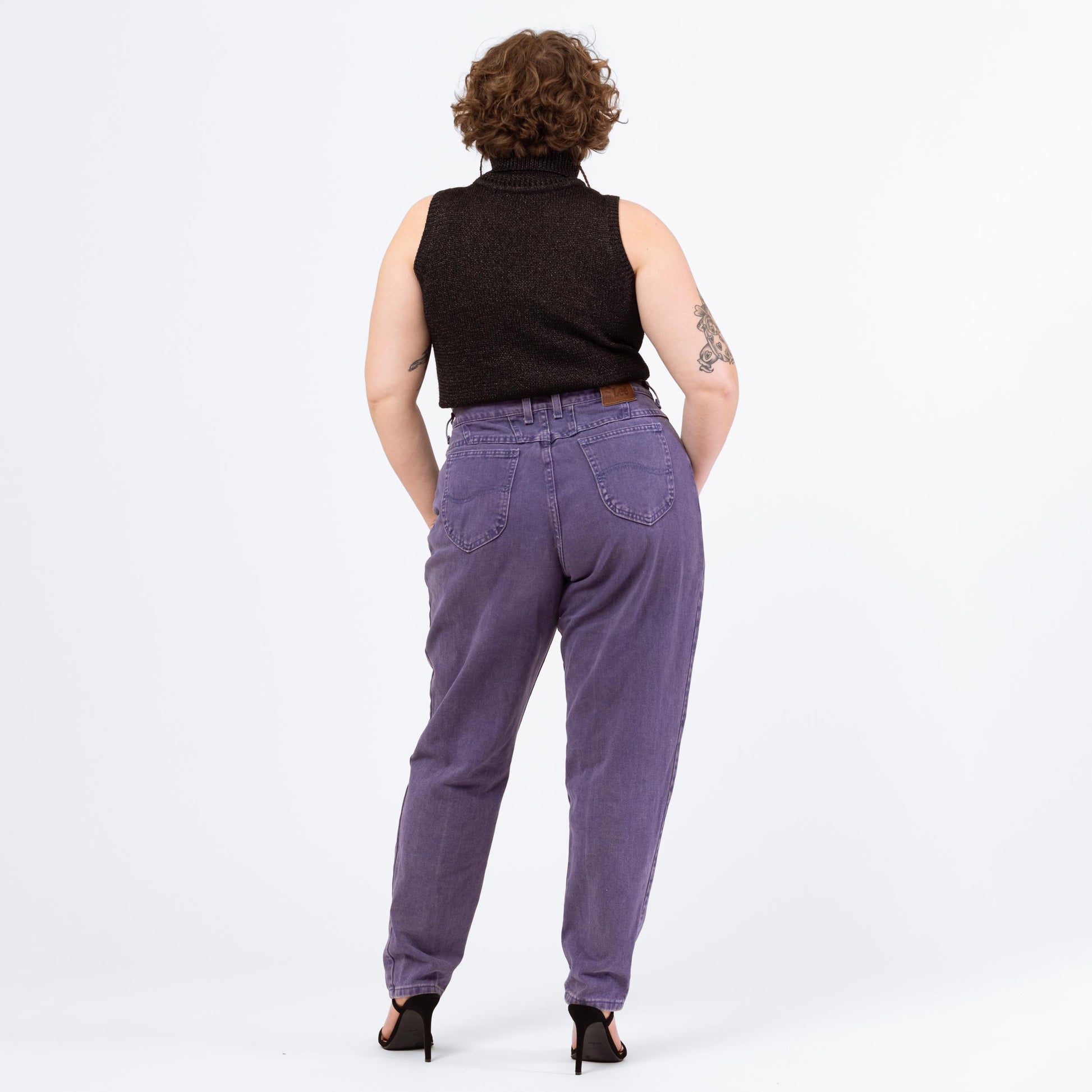 Vintage 90s Purple Lee Jeans - 20W, 38" Waist | High Waisted Tapered Leg Soft Cotton Denim Mom Jeans