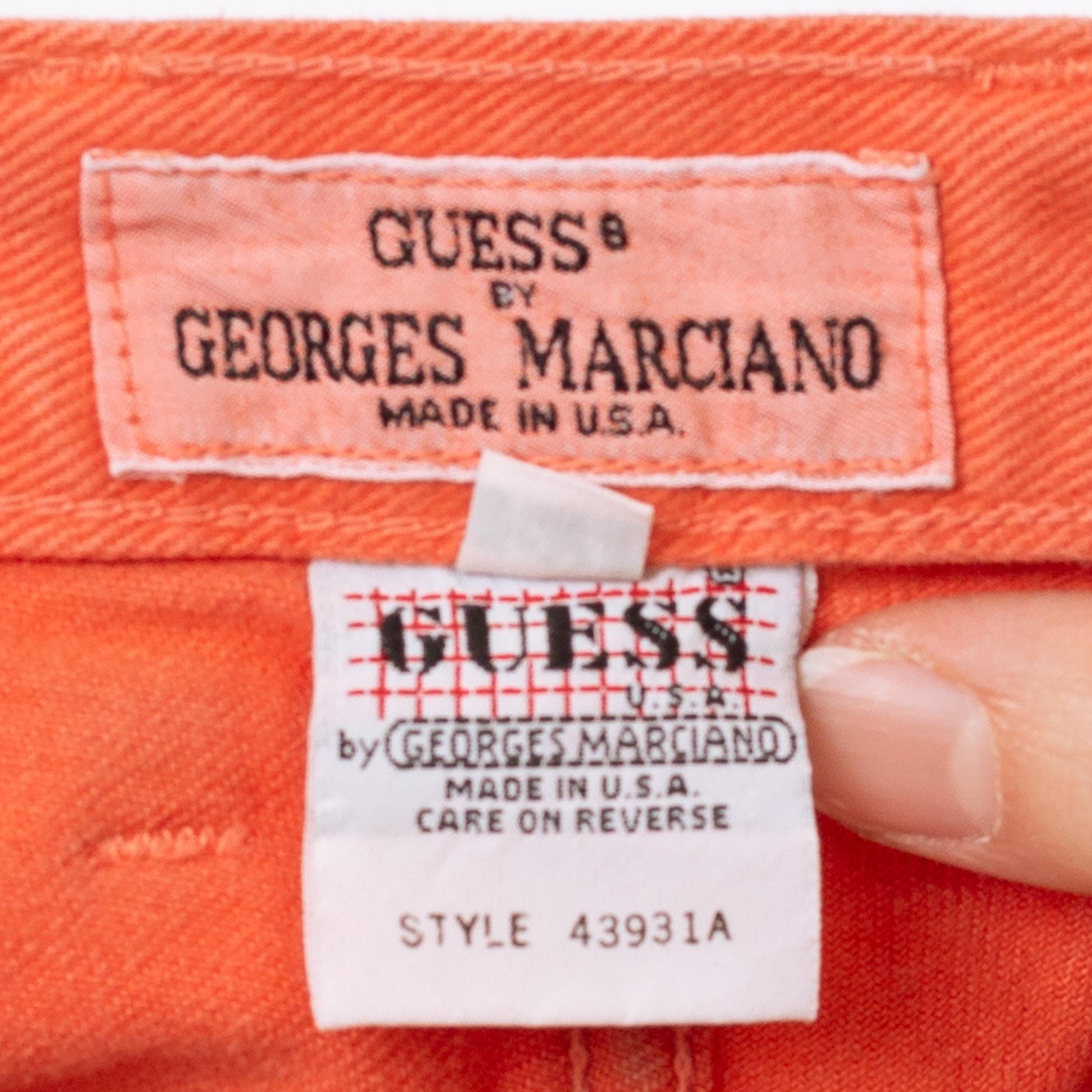 Vintage 90s Guess Orange Jean Shorts - Extra Small, 25" | Georges Marciano High Waisted Mini Denim Shorts, Festival Summer Outfit