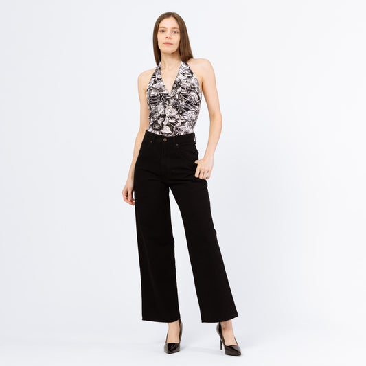 Vintage Y2K Black High Waisted Wide Leg Jeans - Medium, 28" Waist | Minimalist Grunge Straight Leg Jeans