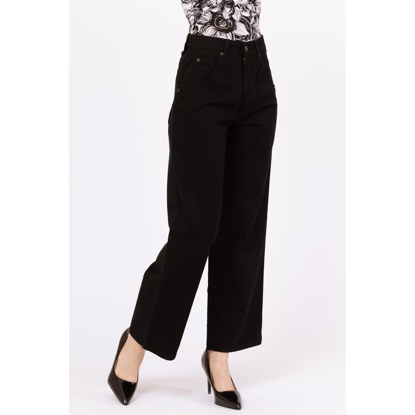 Vintage Y2K Black High Waisted Wide Leg Jeans - Medium, 28" Waist | Minimalist Grunge Straight Leg Jeans