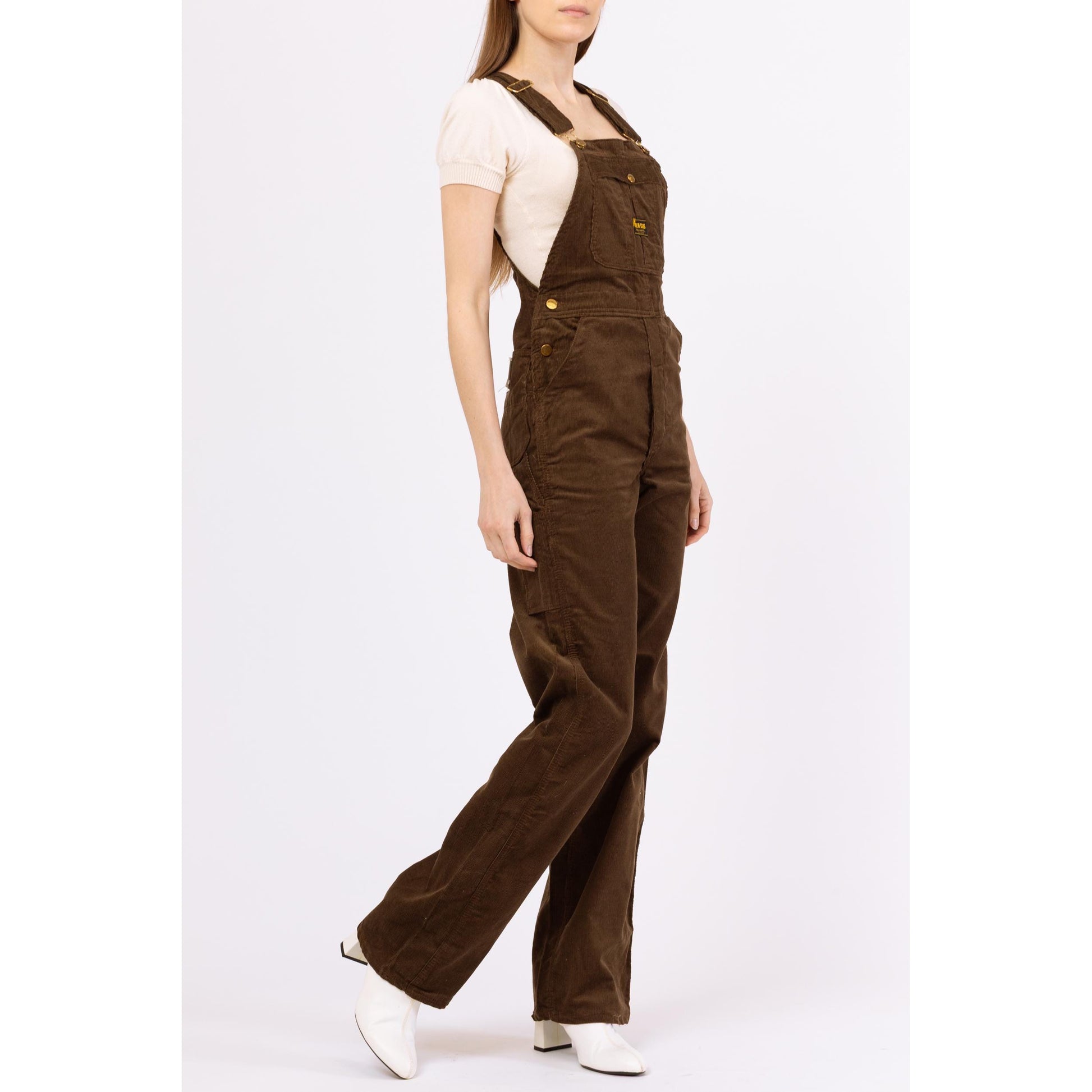 Vintage 60s 70s Washington Dee Cee Brown Corduroy Overalls NWT - XS to Small | 1970s Workwear, Cotton Bib Overall Pants Dungarees