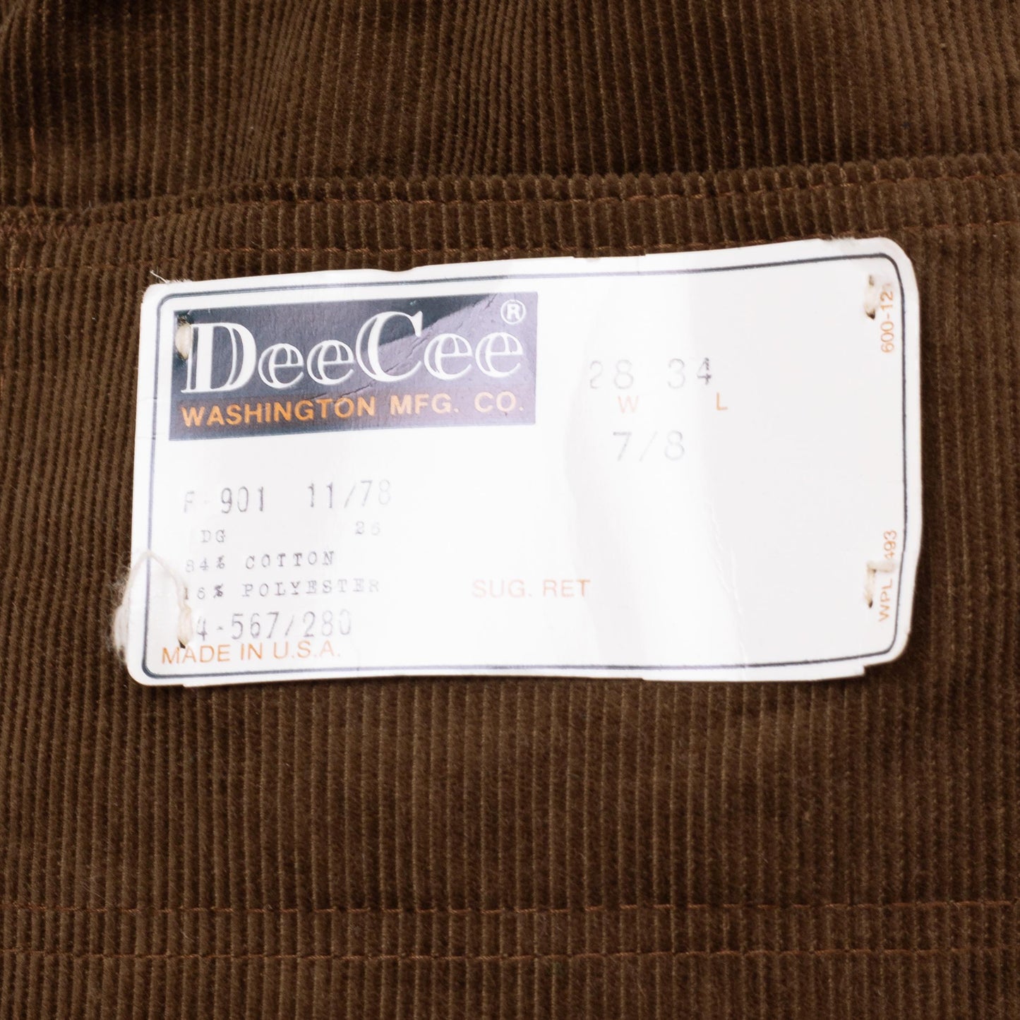 Vintage 60s 70s Washington Dee Cee Brown Corduroy Overalls NWT - XS to Small | 1970s Workwear, Cotton Bib Overall Pants Dungarees