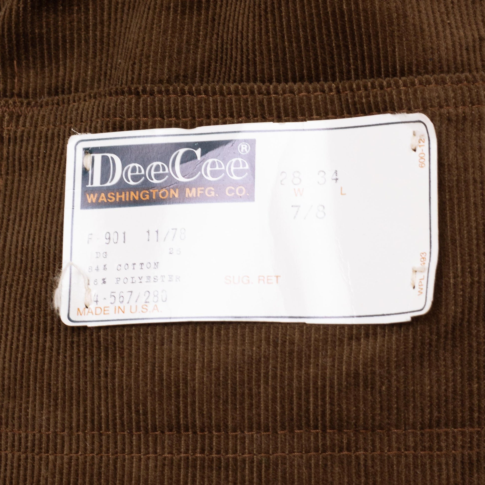 Vintage 60s 70s Washington Dee Cee Brown Corduroy Overalls NWT - XS to Small | 1970s Workwear, Cotton Bib Overall Pants Dungarees