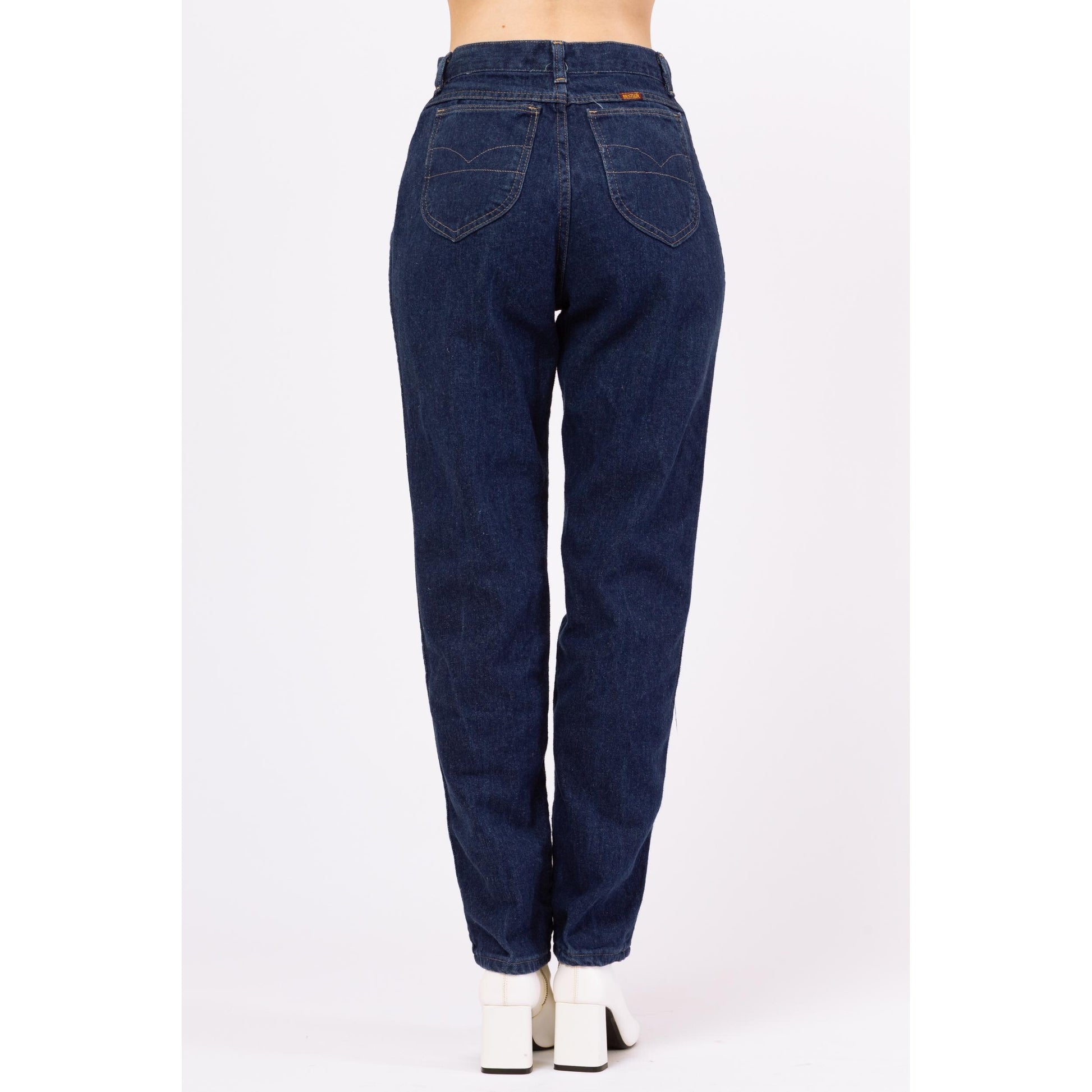 Vintage 80s Rustler High Waisted Dark Wash Jeans - Medium, 28" | Western High Rise Mom Jeans, Tapered Leg Denim