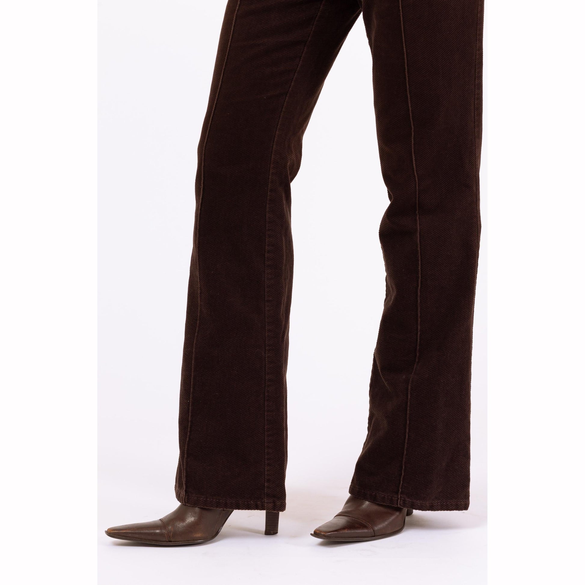 Vintage 90s Brown Corduroy Low Rise Flare Pants - Extra Small | Y2K Bootcut Trousers, 70s Style Retro Flared Pants