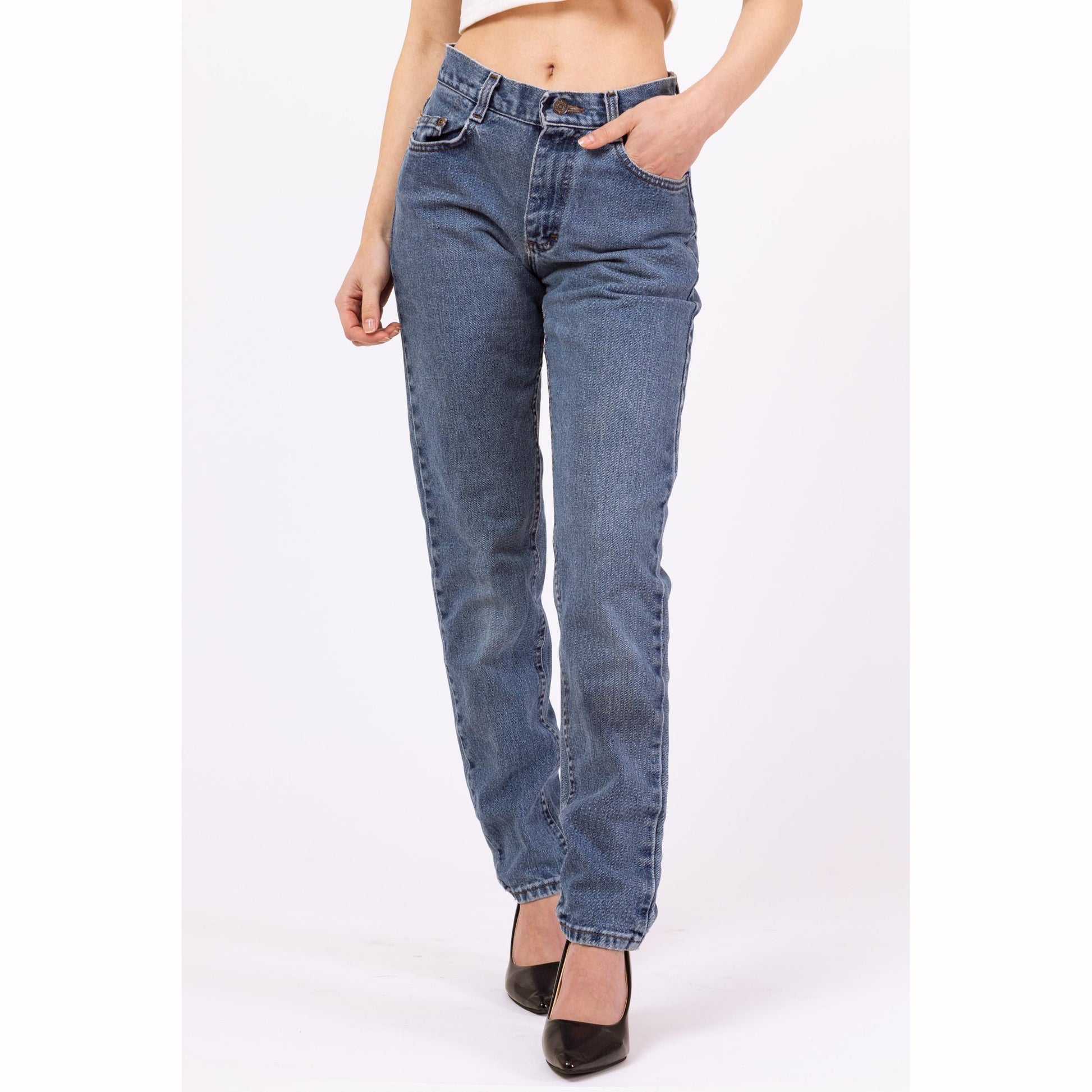 Vintage 90s Lee Mid Rise Stonewash Jeans - Extra Small | Grunge Relaxed Fit Denim Mom Jeans