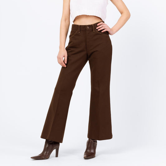 Vintage 70s Chocolate Brown Unisex Bootcut Trousers - 30x28 - Wholesale 80s from Flying Apple Vintage, United States