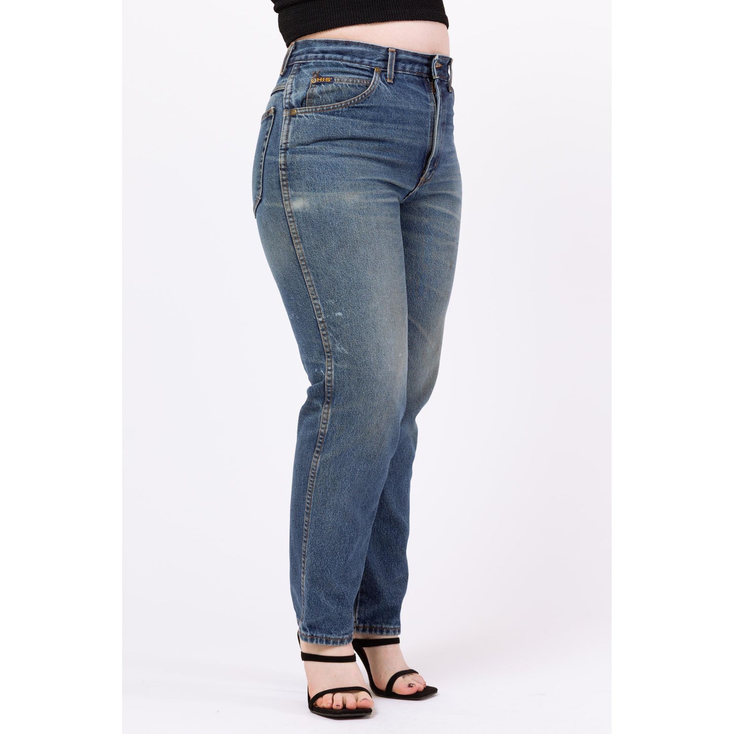 Vintage 80s Distressed High Waisted Jeans - 33" Waist | Grunge Jeans, Medium Wash Denim, High Rise Mom Jeans