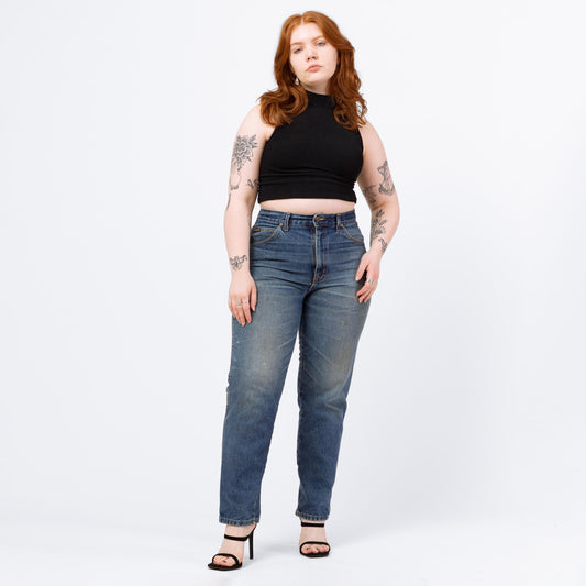 Vintage 80s Distressed High Waisted Jeans - 33" Waist | Grunge Jeans, Medium Wash Denim, High Rise Mom Jeans