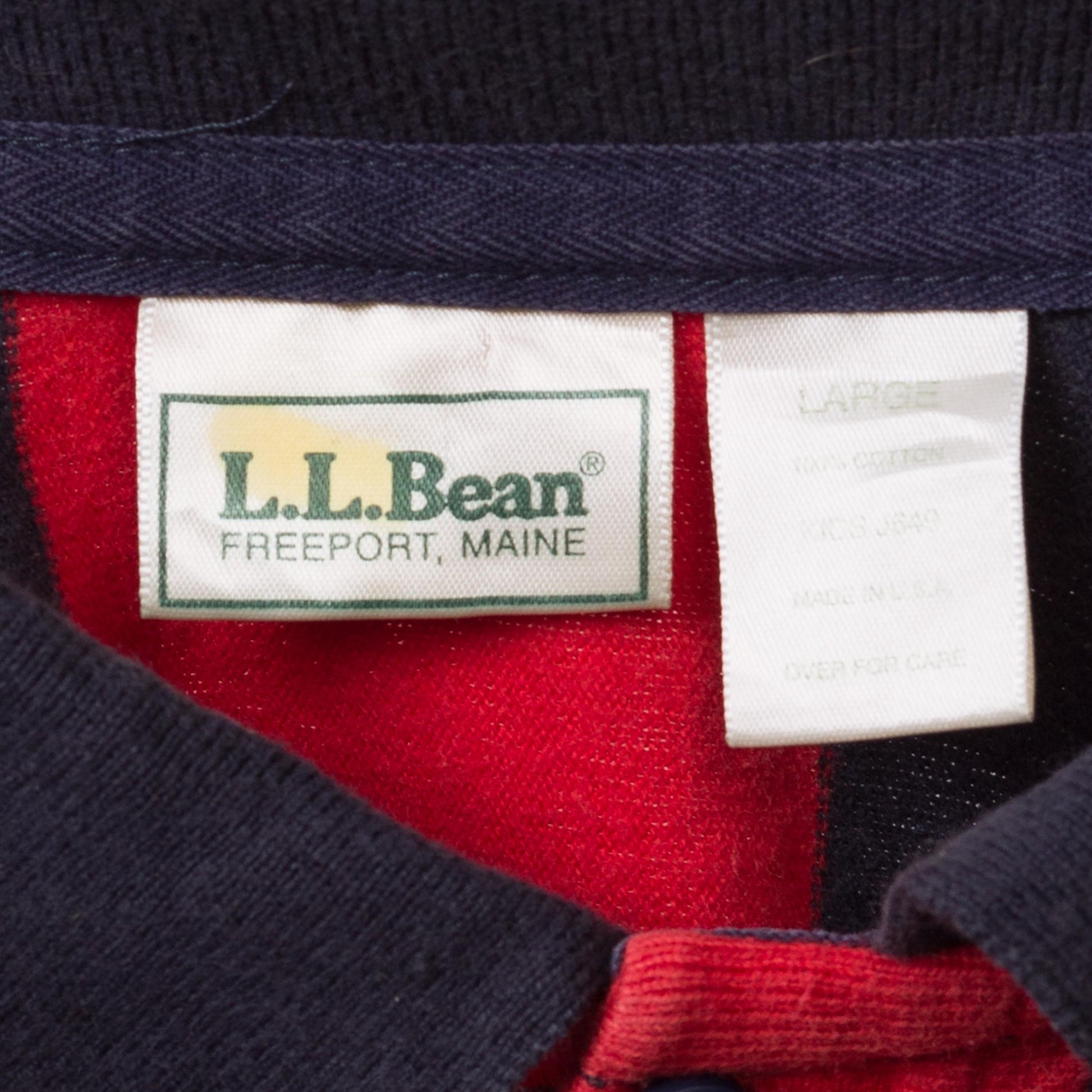 Vintage 90s L.L. Bean Striped Rugby Shirt - Large | Preppy Style, 90s Grunge Clothing, Long Sleeved Collared Top