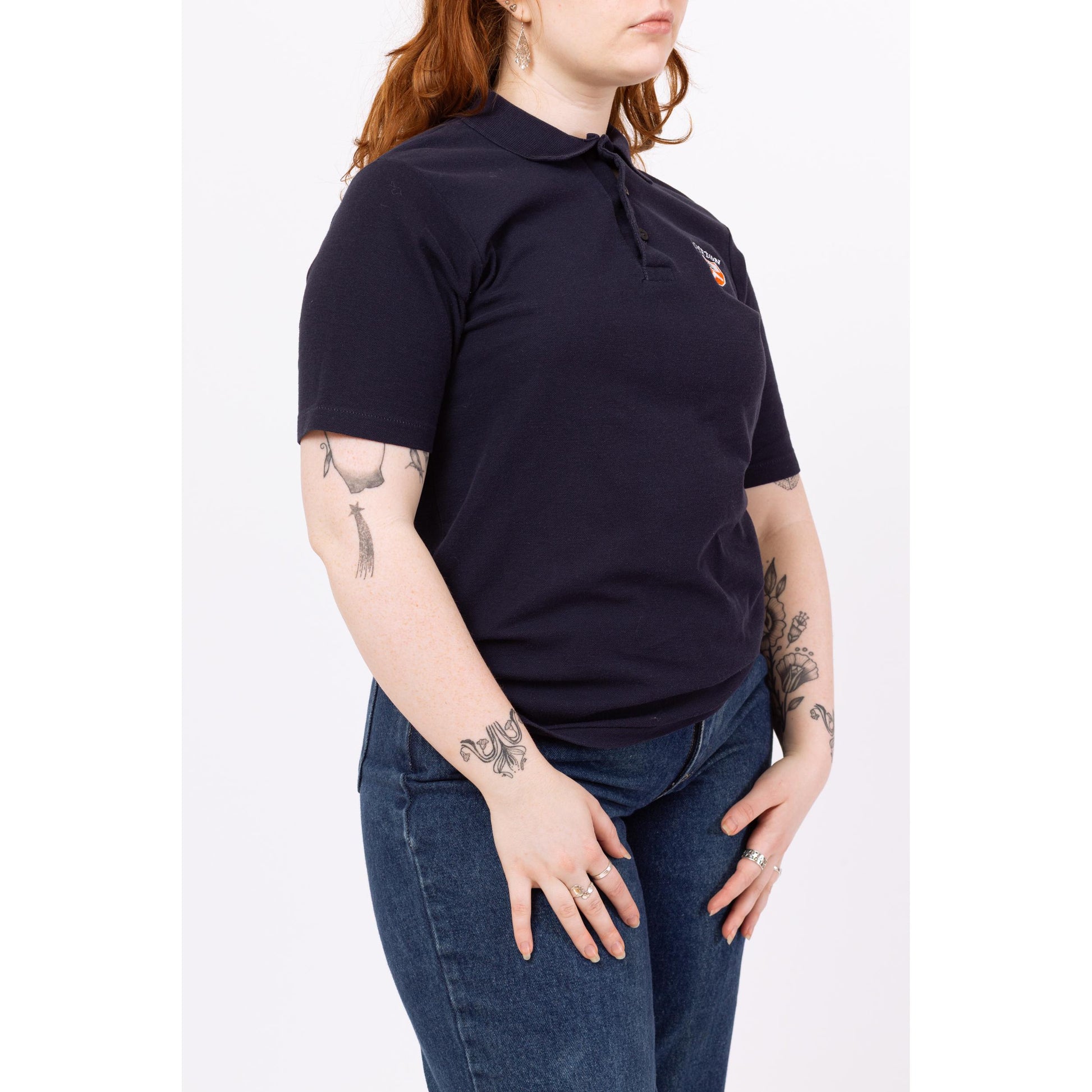 Vintage 80s Princeton University Navy Blue Polo Shirt - Large | College Apparel, Champion Collegiate Clothing, Short Sleeve Collared Top
