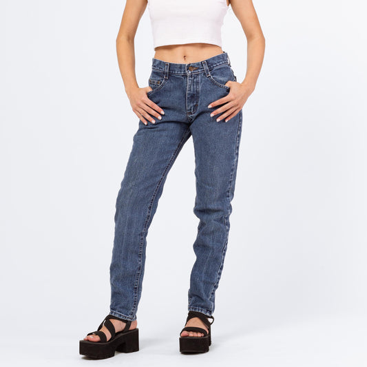 Vintage 90s Lee Stonewash Mid Rise Jeans - Extra Small | Baggy Mom Jeans, Medium Wash Tapered Leg Jeans