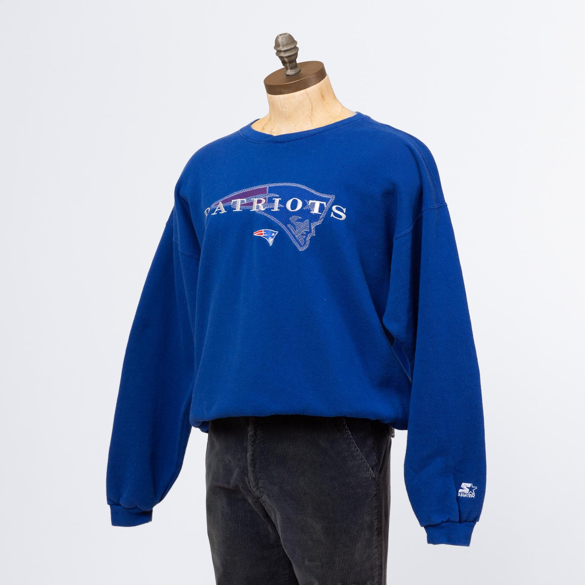 3 Vintage 90s New England Patriots NFL Starter Sweatshirt - Extra Large | Blue Football Graphic Athletic Crewneck Pullover Sweater