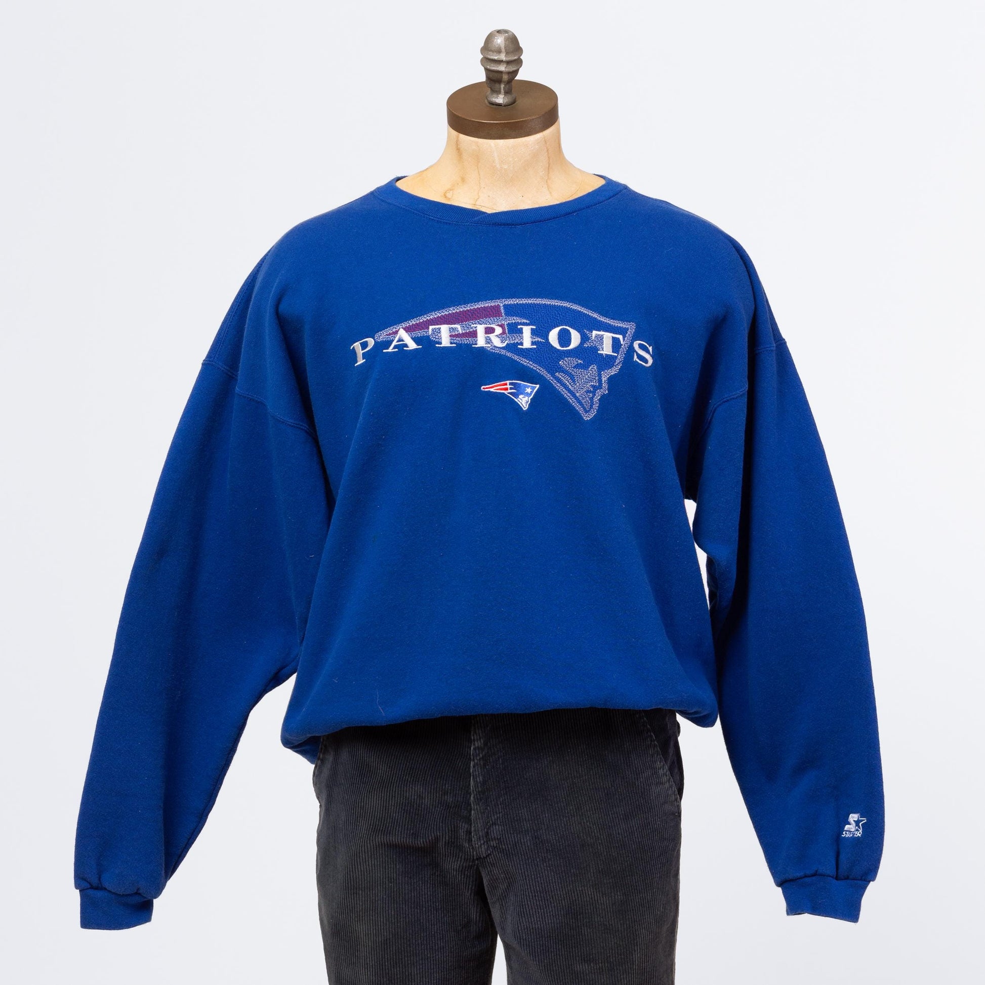 3 Vintage 90s New England Patriots NFL Starter Sweatshirt - Extra Large | Blue Football Graphic Athletic Crewneck Pullover Sweater