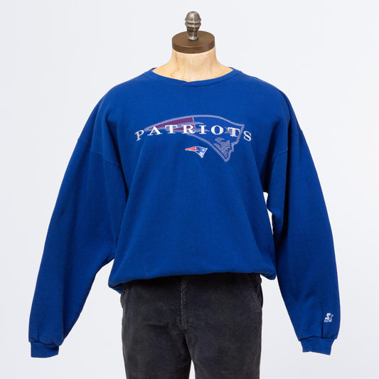 3 Vintage 90s New England Patriots NFL Starter Sweatshirt - Extra Large | Blue Football Graphic Athletic Crewneck Pullover Sweater