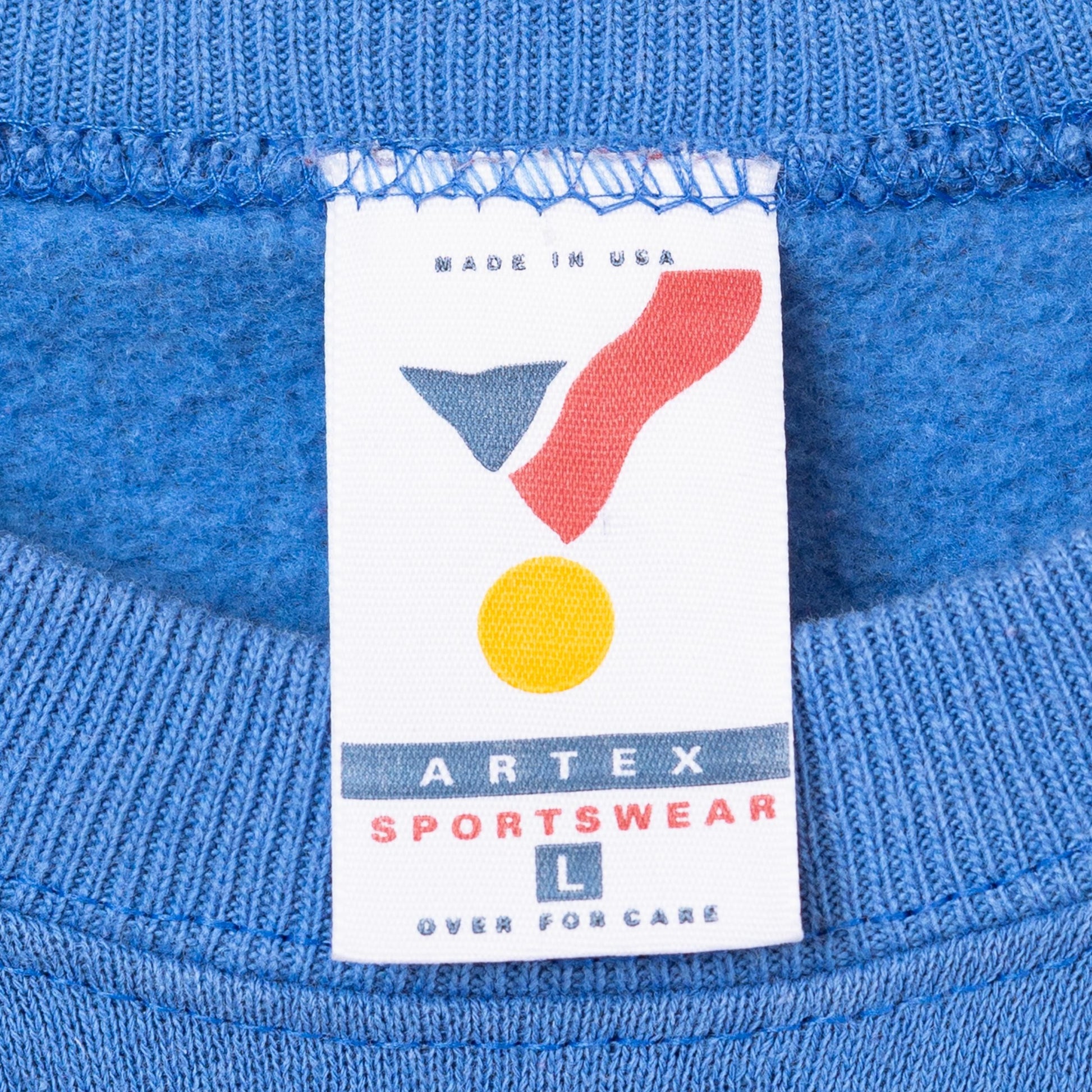 3 Vintage 90s University Of Kansas Jayhawks Sweatshirt - Medium to Large | Blue College Sports Crewneck Pullover Sweater