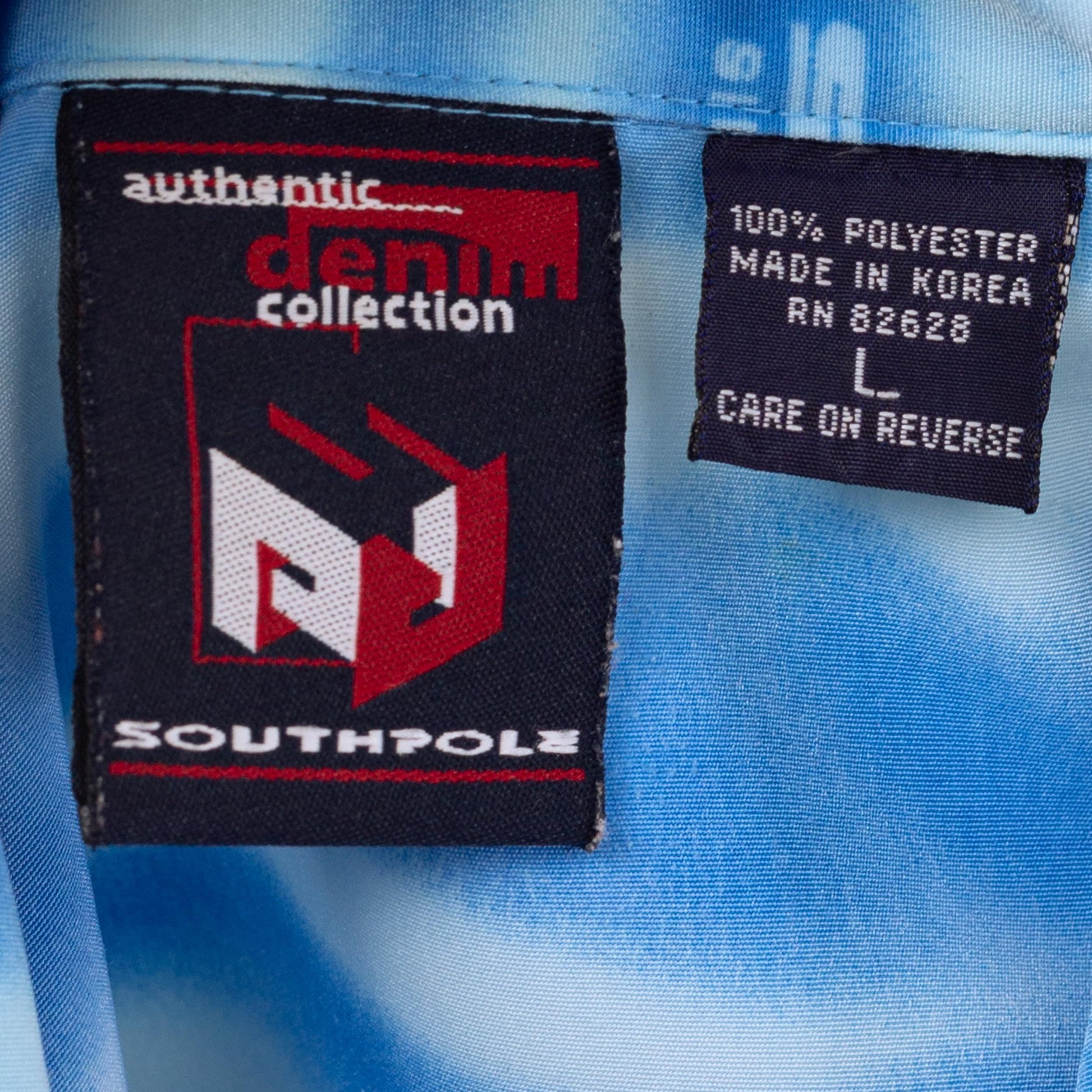 3 Vintage Y2K Southpole Blue Water Print Collared Shirt - Large | Streetwear Oversized All Over Print Short Sleeve Button Up Top