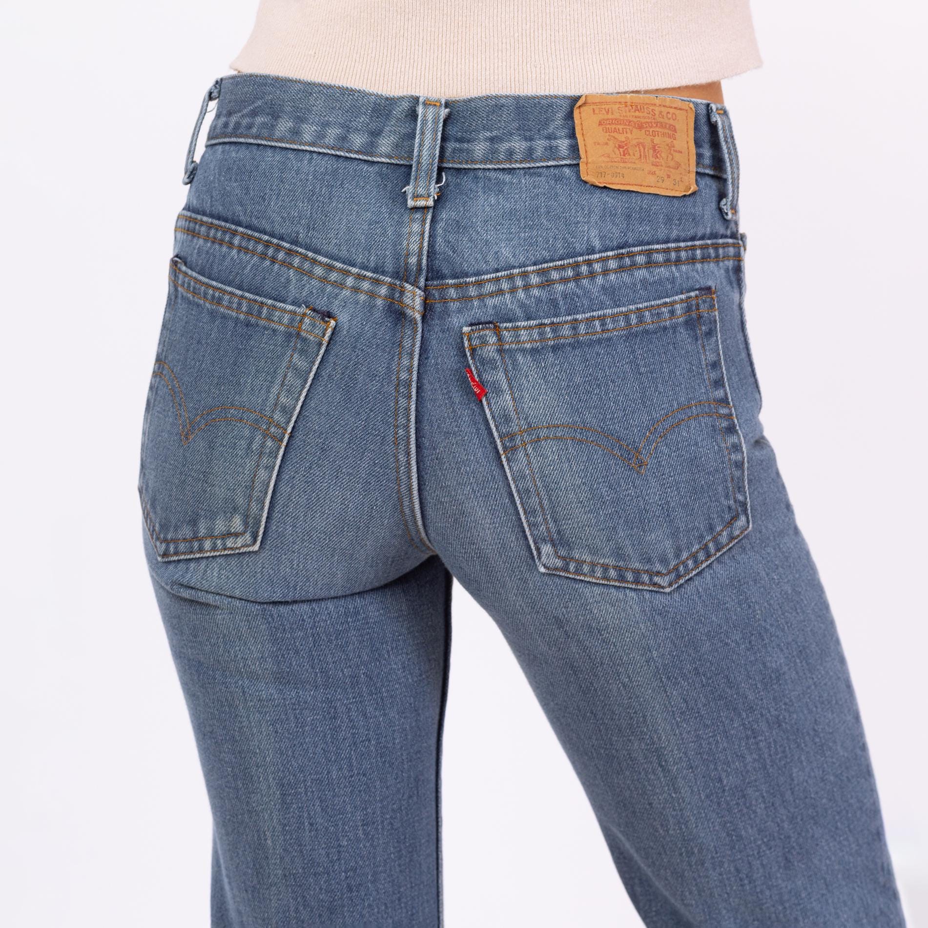 Vintage 80s Levi’s 717 Straight Leg Jeans - Small | Mid Rise Faded Bootcut Denim, Cotton Blend Retro Pants