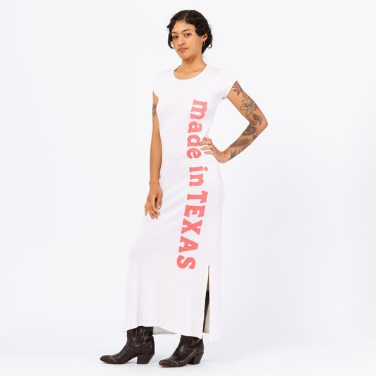 Vintage 80s Made in Texas Maxi T-Shirt Dress - Small to Medium | Graphic Western Lounge Dress, Retro Cotton Beach Coverup