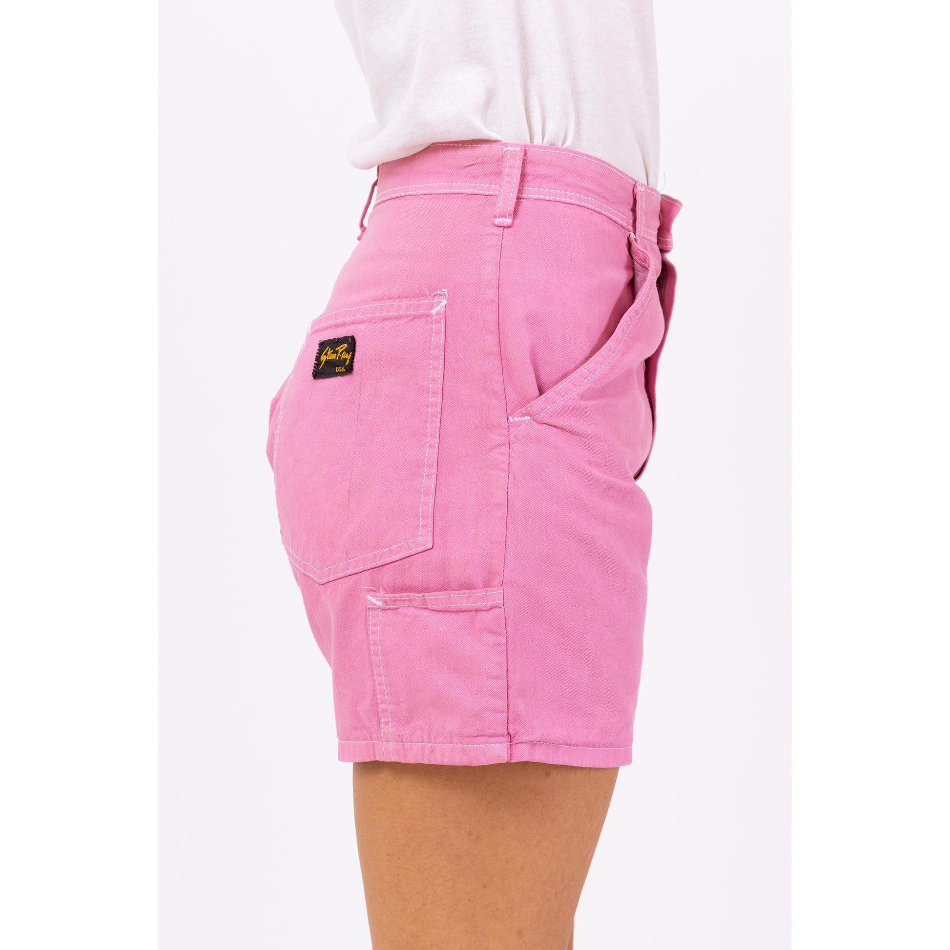 Vintage 90s Pink Carpenter Shorts - Small, 26" Waist | Stan Ray High Rise Workwear Shorts, Painters Utility Streetwear Shorts