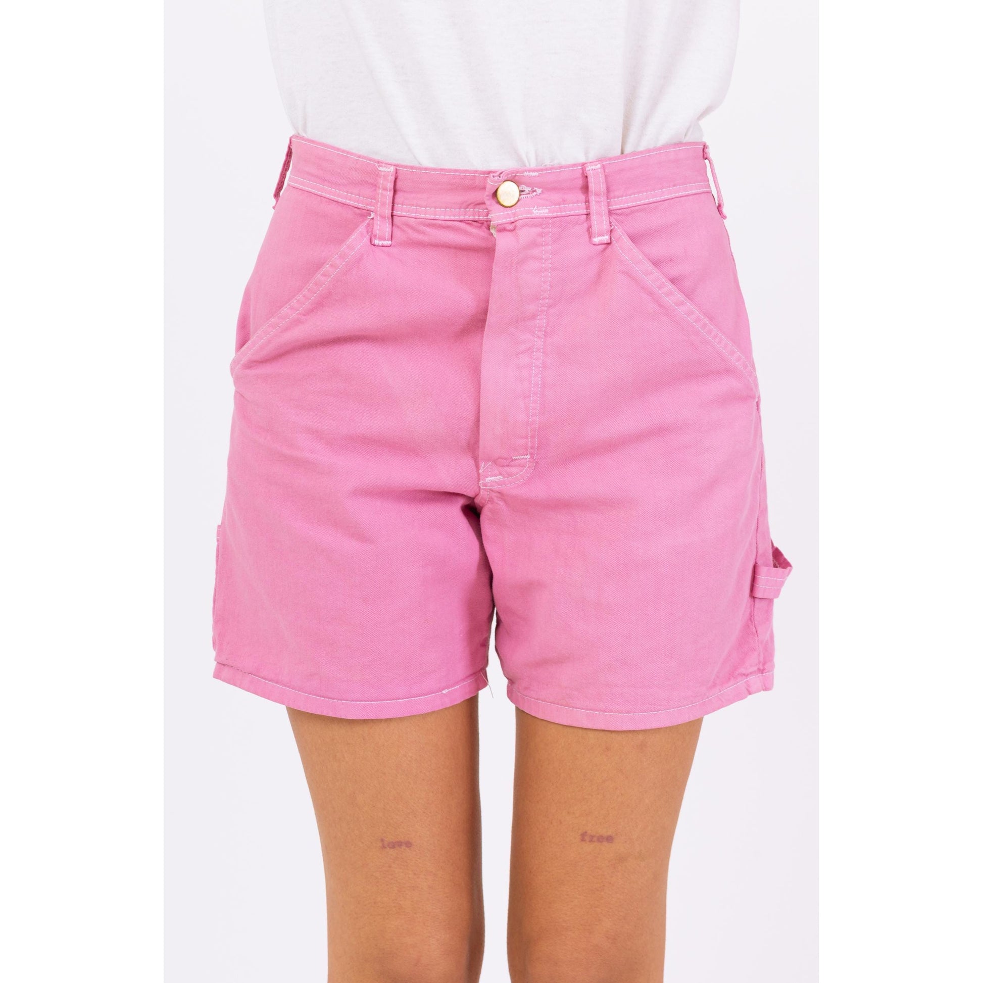 Vintage 90s Pink Carpenter Shorts - Small, 26" Waist | Stan Ray High Rise Workwear Shorts, Painters Utility Streetwear Shorts