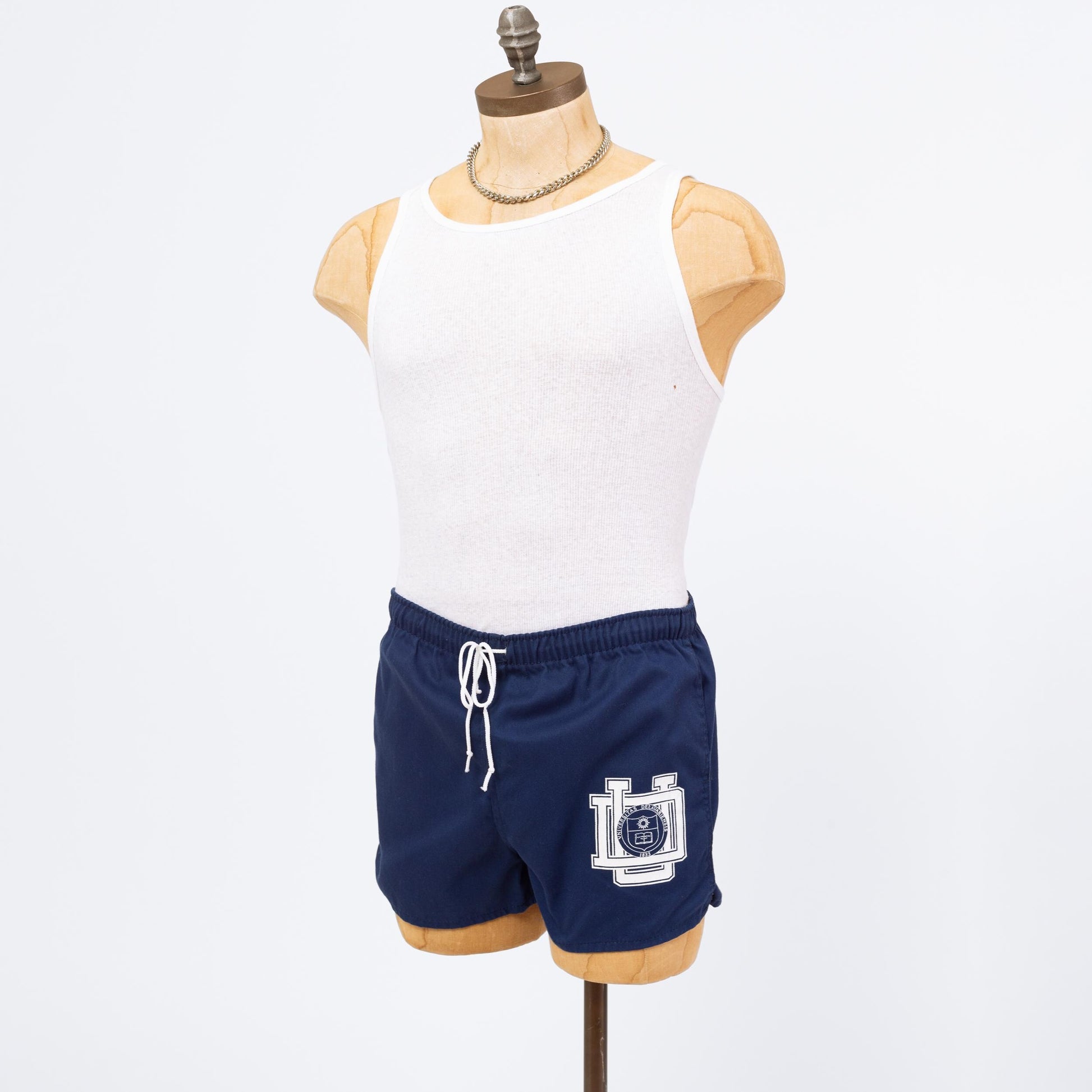 3 Vintage 80s University Of Delaware Track Shorts - Medium, 30"-34" Waist | Unisex Navy Blue Retro Mini Gym Shorts