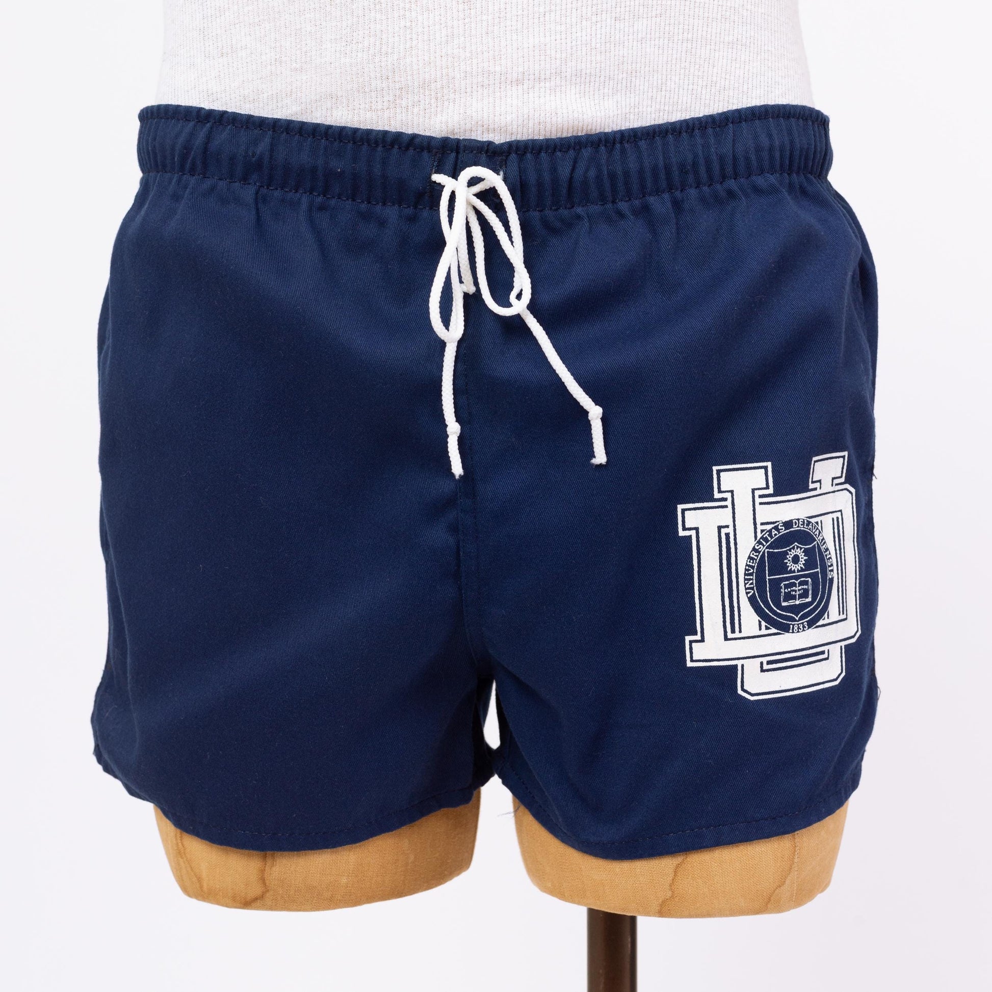 3 Vintage 80s University Of Delaware Track Shorts - Medium, 30"-34" Waist | Unisex Navy Blue Retro Mini Gym Shorts