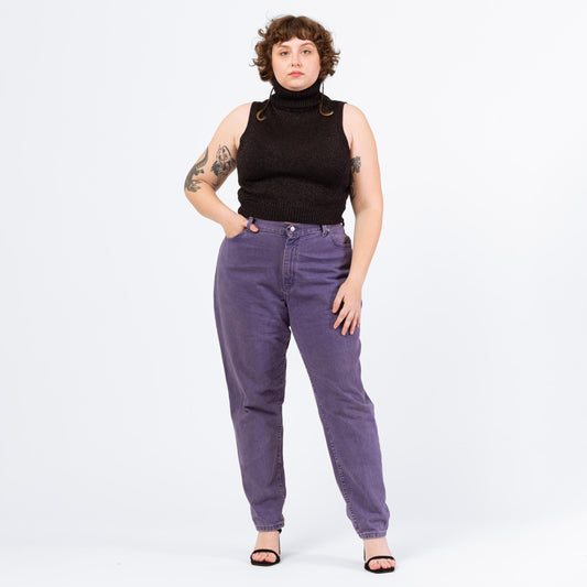 Vintage 90s Purple Lee Jeans - 20W, 38" Waist | High Waisted Tapered Leg Soft Cotton Denim Mom Jeans