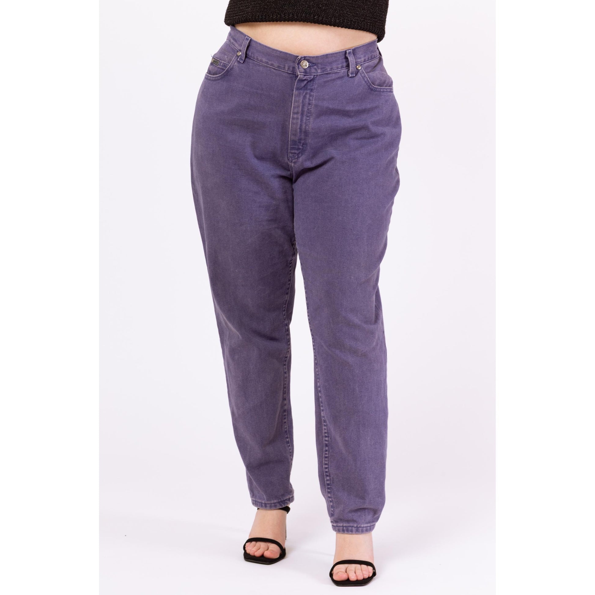 Vintage 90s Purple Lee Jeans - 20W, 38" Waist | High Waisted Tapered Leg Soft Cotton Denim Mom Jeans