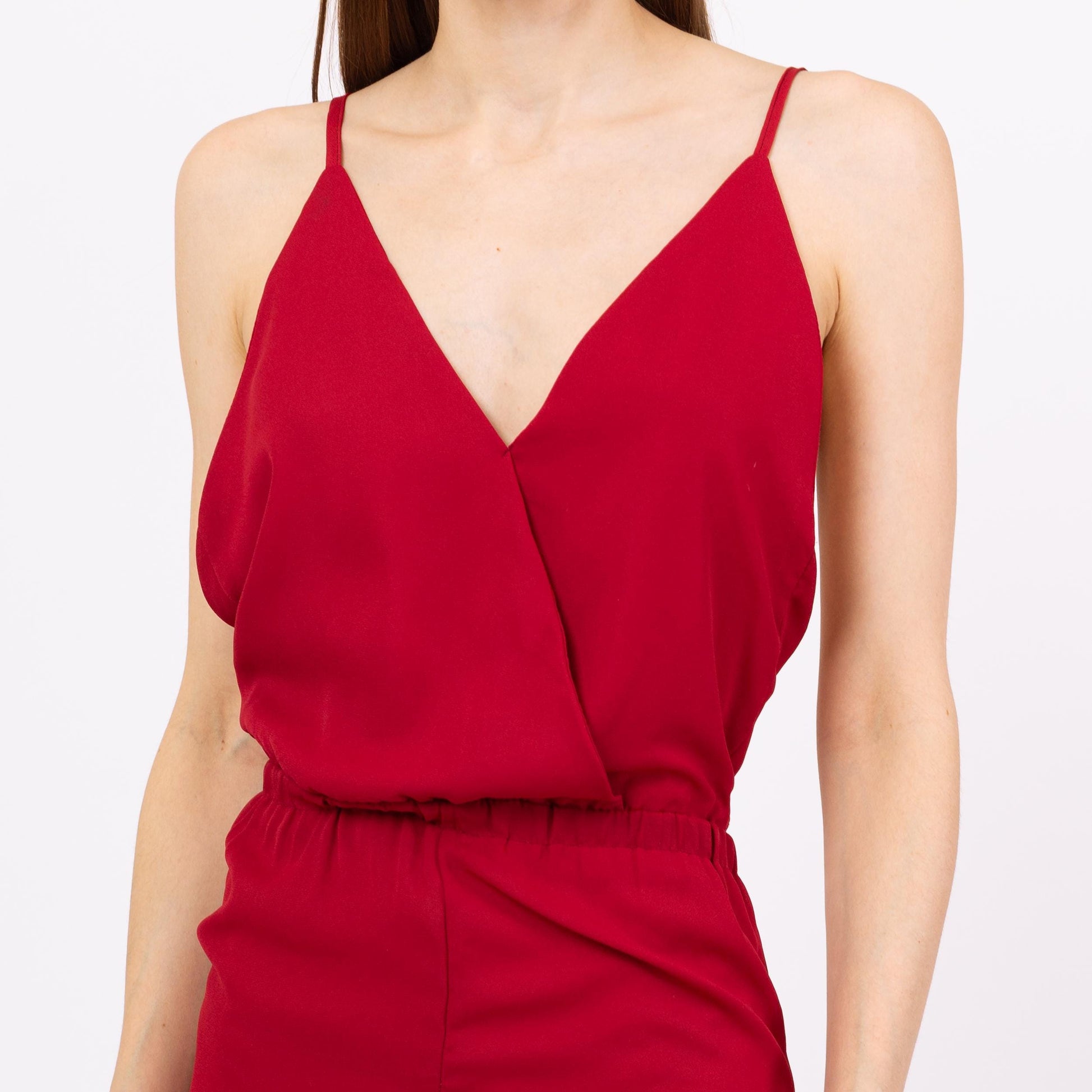 Vintage Y2K Raspberry Red Low Back Jumpsuit - Small | 2000s Sexy Low Back Pantsuit, Disco Style Party Outfit