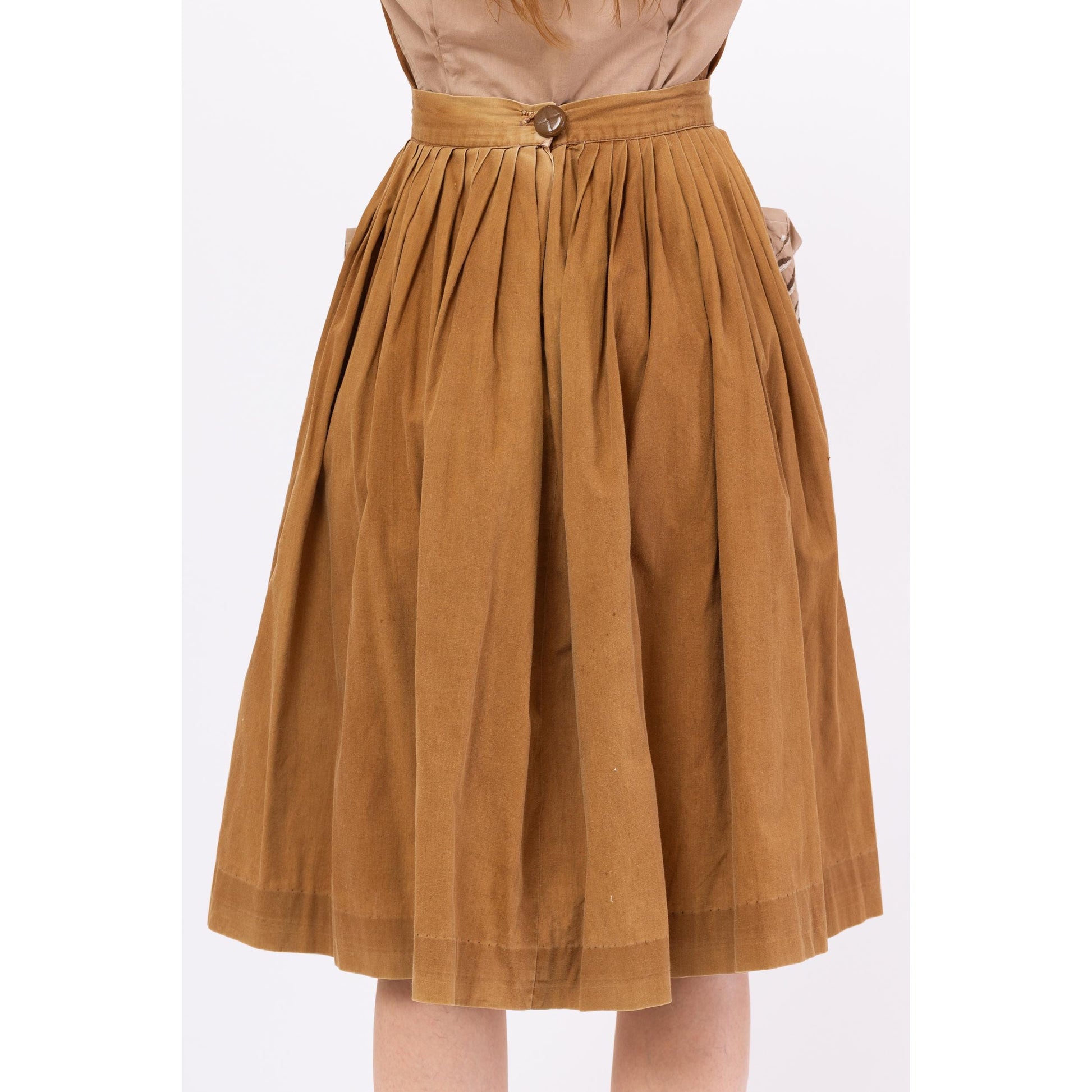 Vintage 1950s Brown Floral Patio Blouse & Skirt Set - Extra Small | 50s Square Dance Fiesta Dress, Cottagecore Western Prairie Outfit